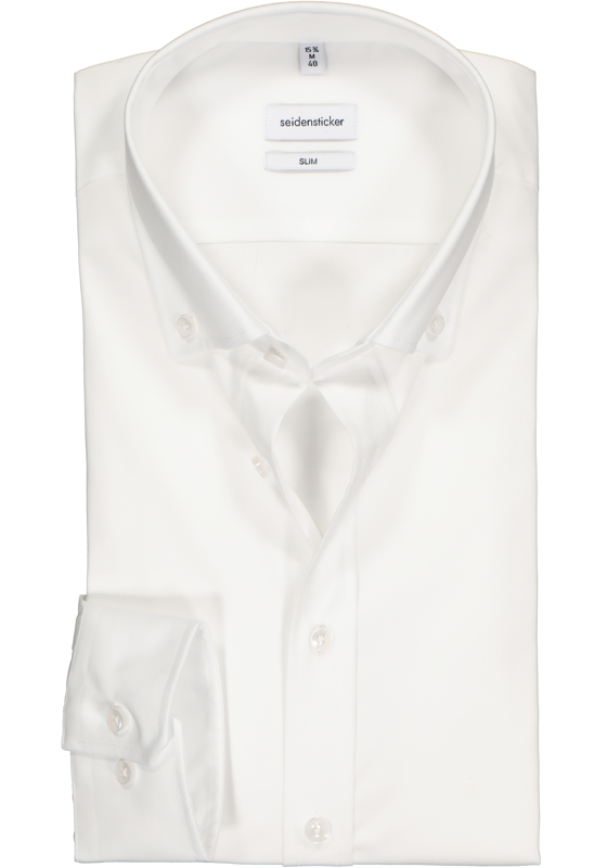 Seidensticker slim fit overhemd, button-down, wit Seidensticker slim fit overhemd, button-down, wit