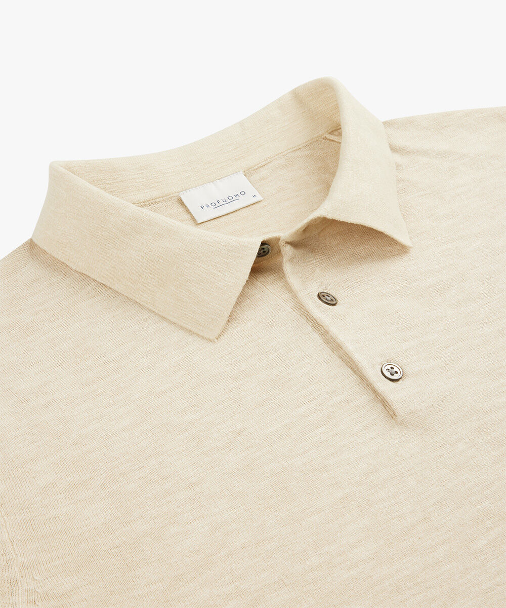 Profuomo slim fit heren polo, off white