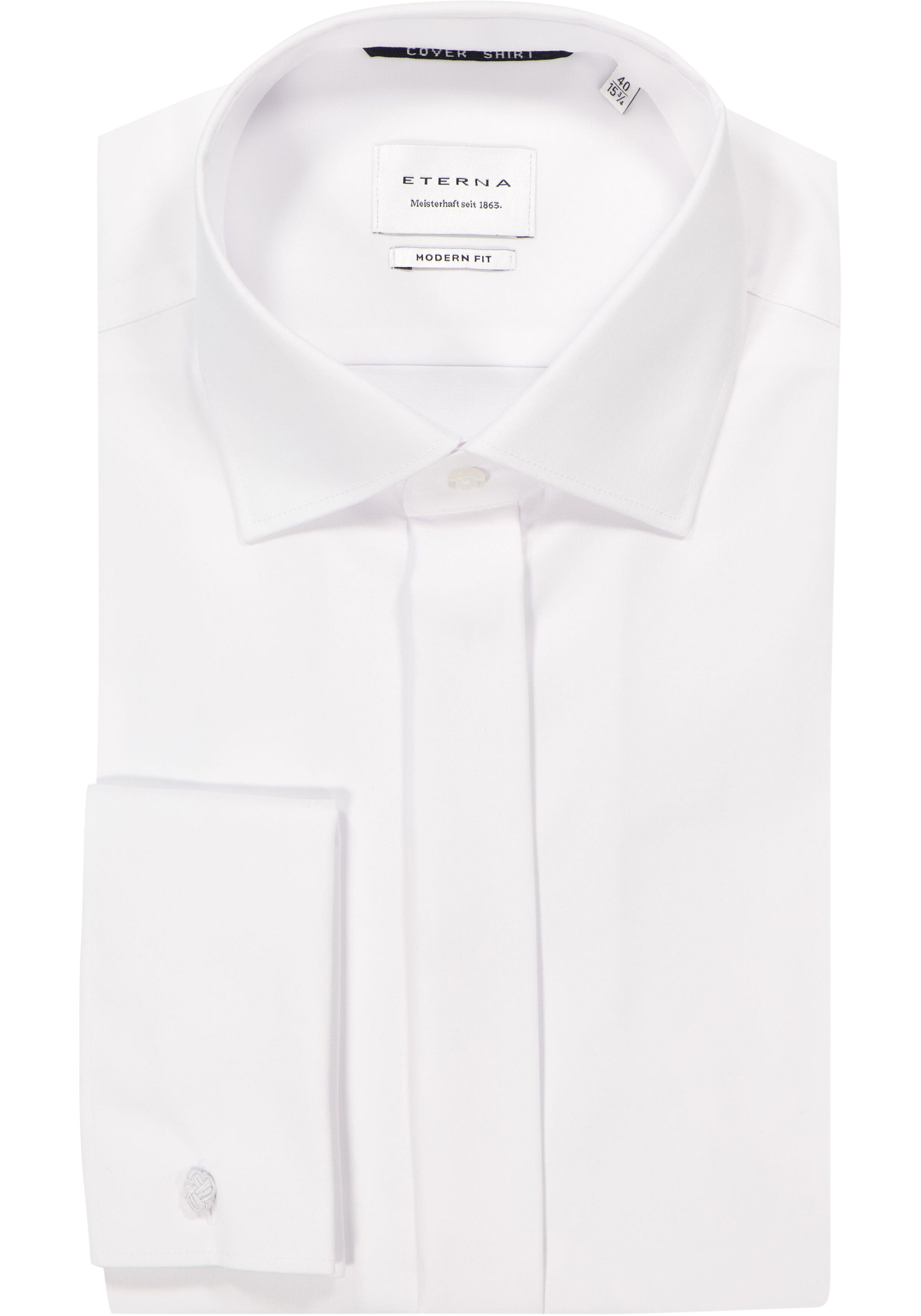 ETERNA modern fit overhemd, dubbele manchet, niet doorschijnend twill heren overhemd, wit