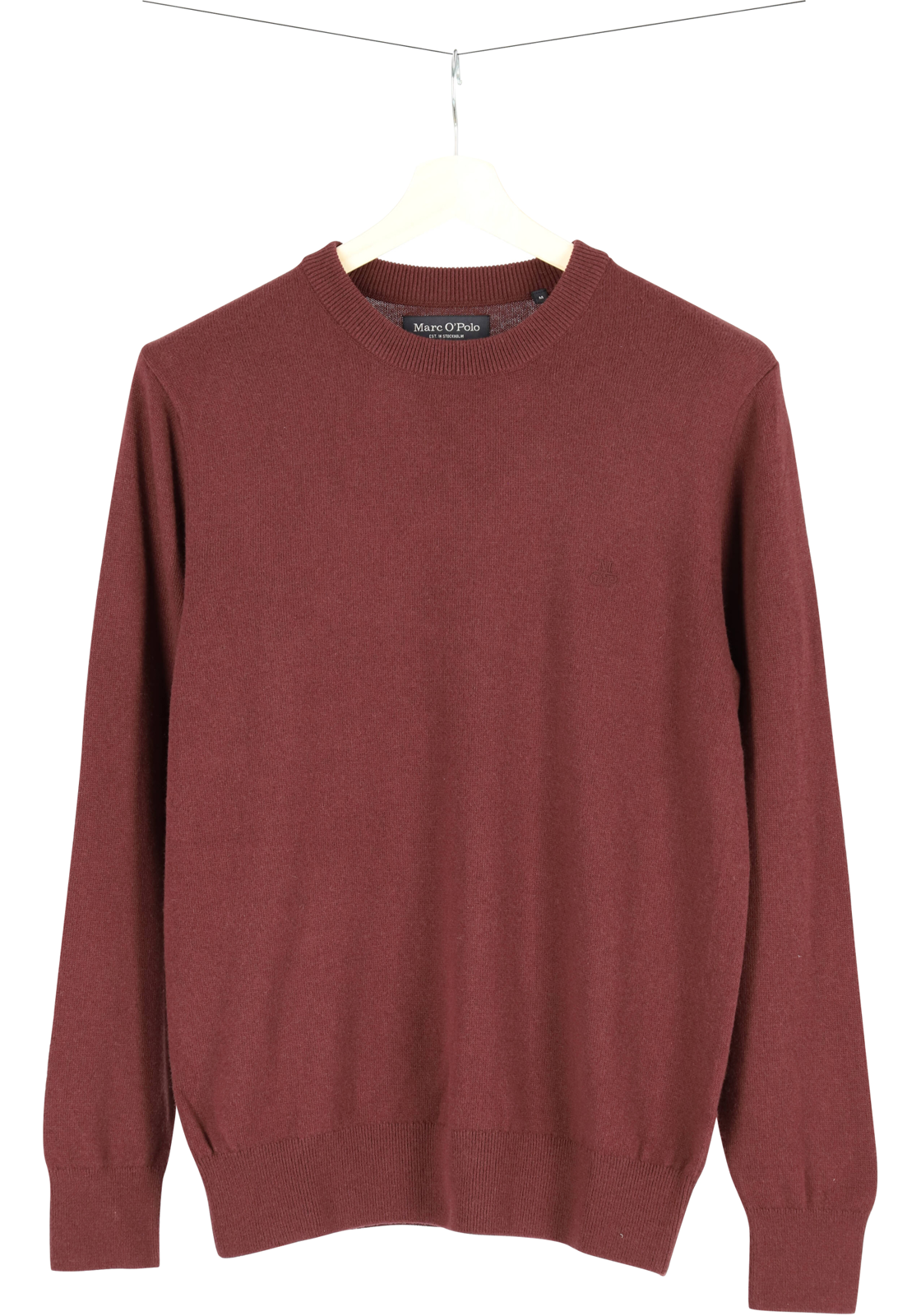 5-7325868306327-Marc_OPolo-MP_TR_rood_329514460504690_hanger_HR Marc O'Polo regular fit pullover, heren trui wol- met katoenmengsel met O-hals, bordeauxrood (middeldik)