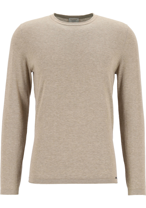OLYMP Level 5 body fit trui katoen, O-hals, beige OLYMP Level 5 body fit trui katoen, O-hals, beige