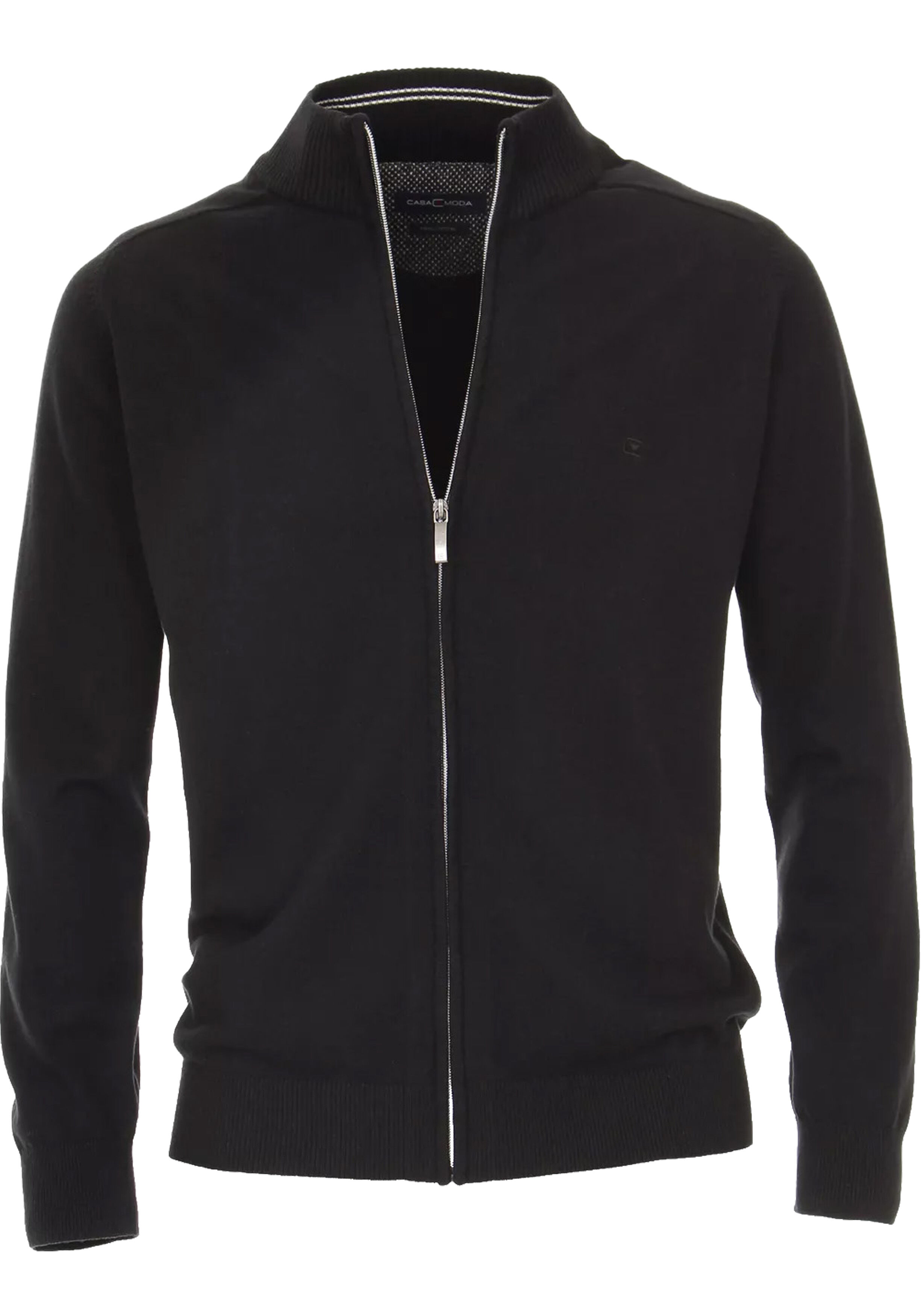 CASA MODA heren vest katoen, met rits, zwart