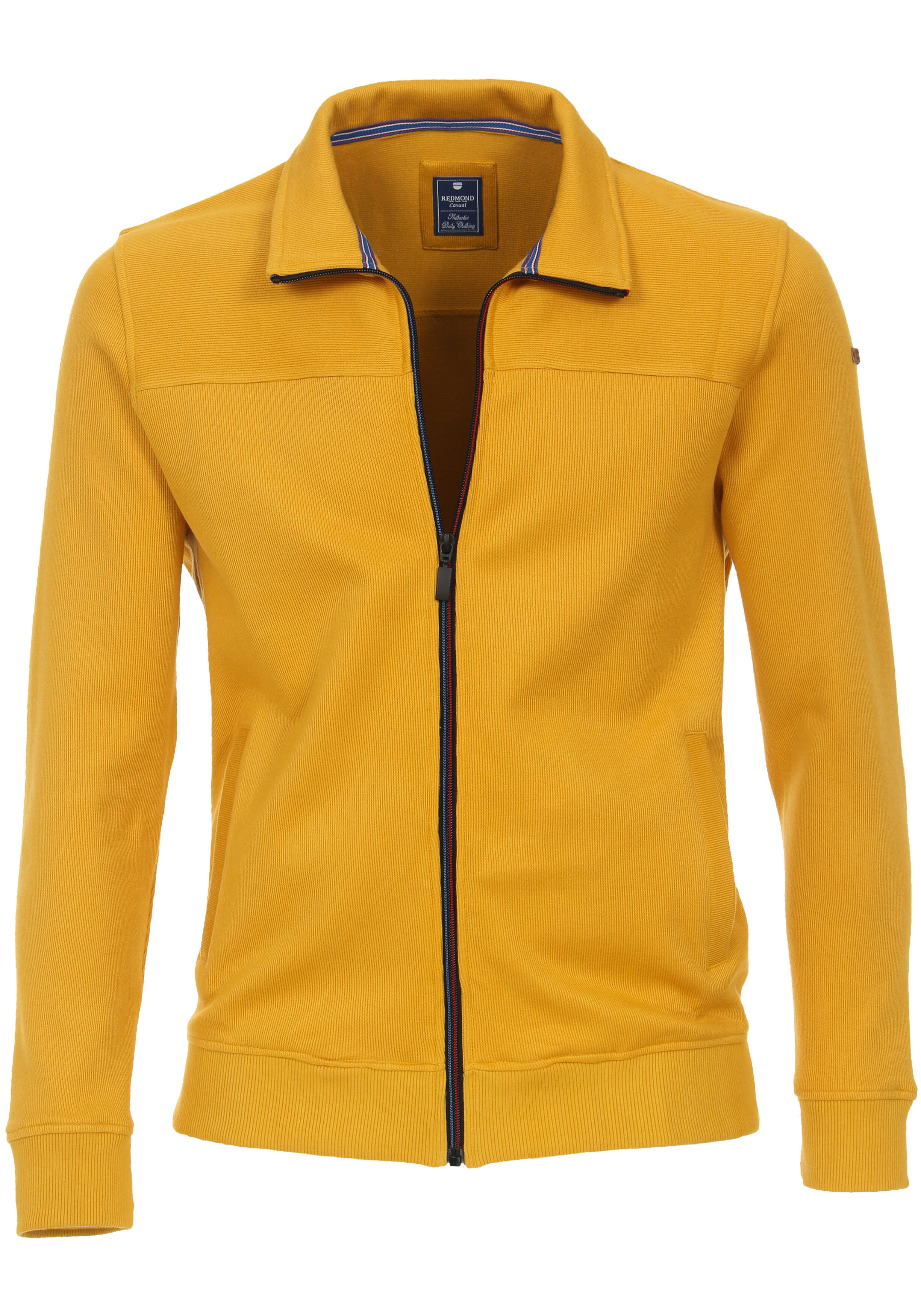 Redmond heren sweatvest katoen, opstaande kraag, geel (middeldik)