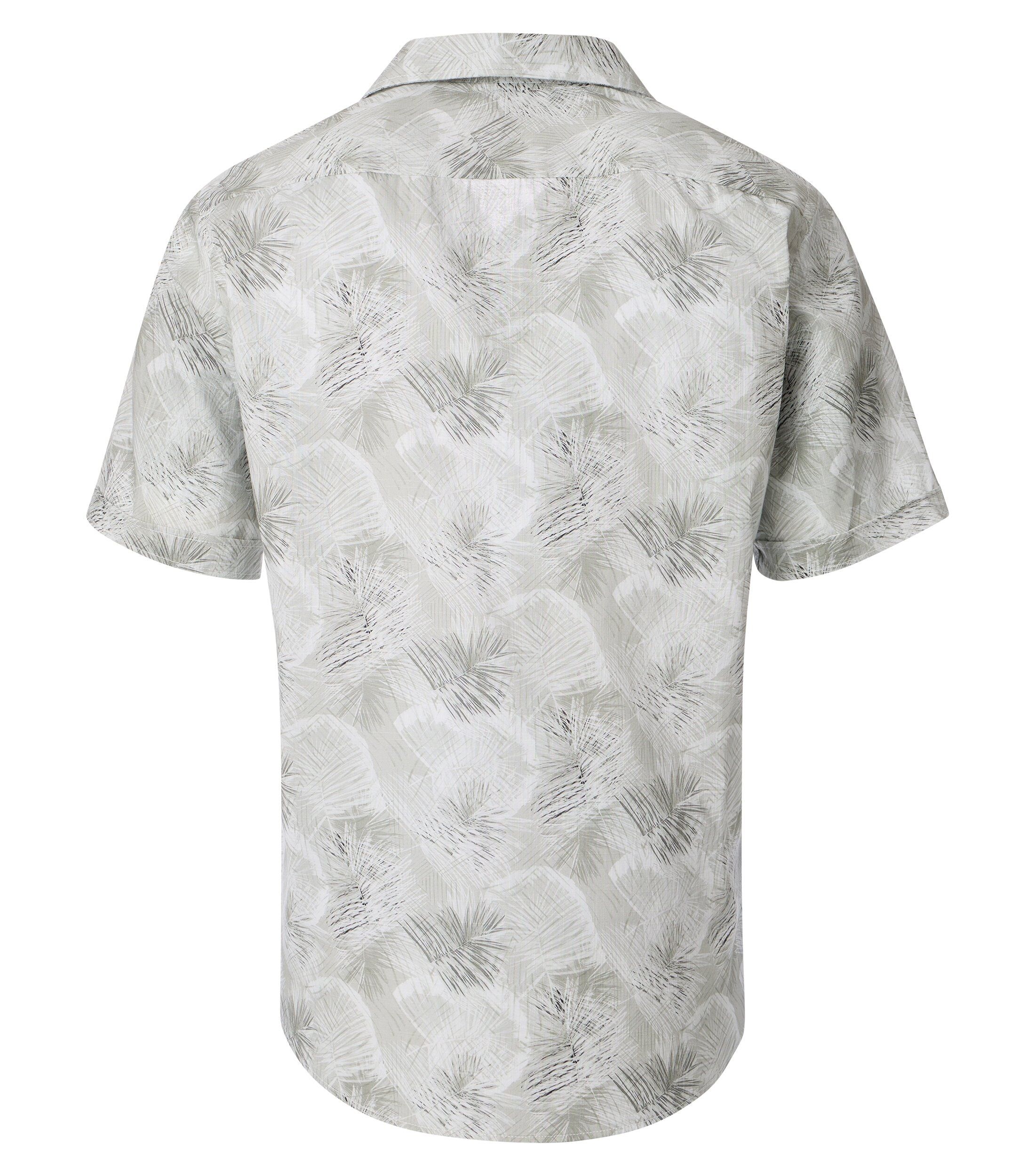 CASA MODA Sport casual fit overhemd, korte mouw, chambray, groen, wit en lichtblauw dessin
