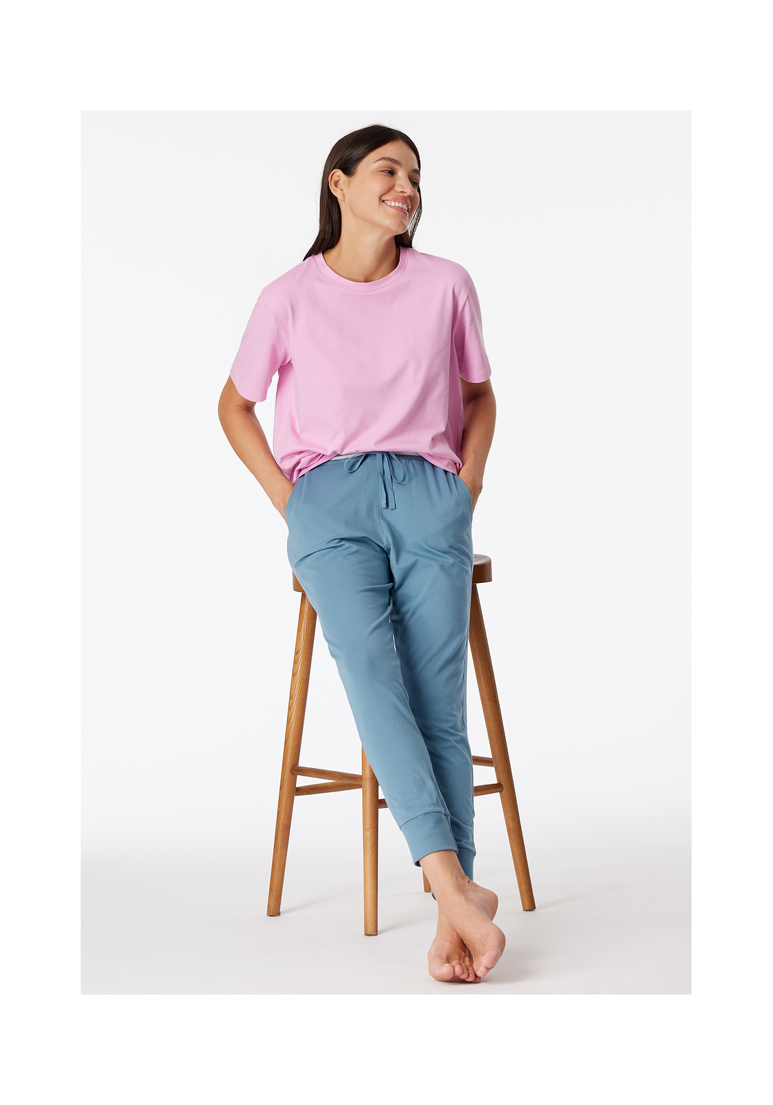 image_8_179890-808_5_1280x1280 SCHIESSER Mix+Relax loungebroek lang, dames loungebroek lang manchet van organisch katoen blauw-grijs