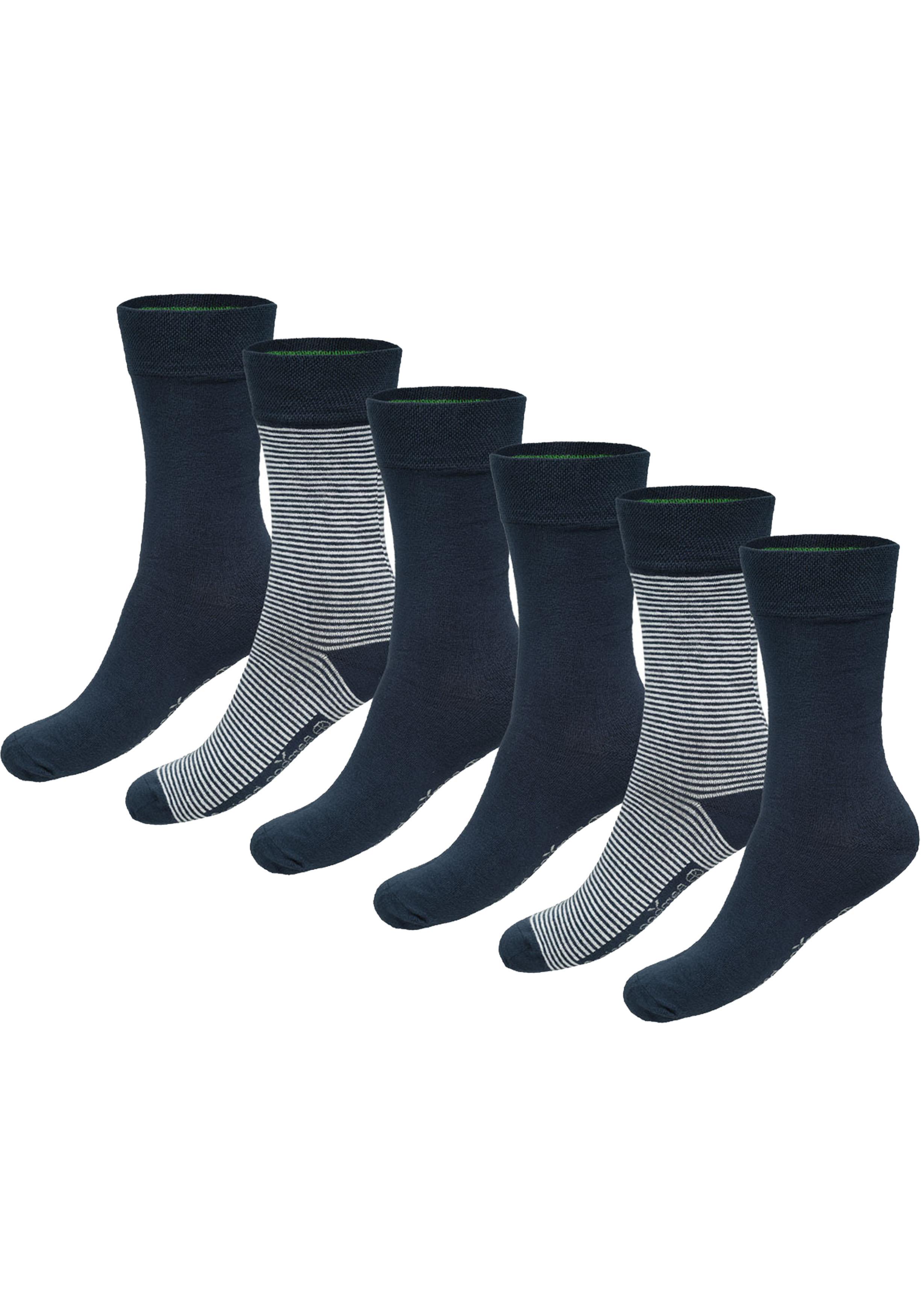 Bamboo Basics Beau socks (6-pack), unisex sokken, donkerblauw, gestreept, donkerblauw