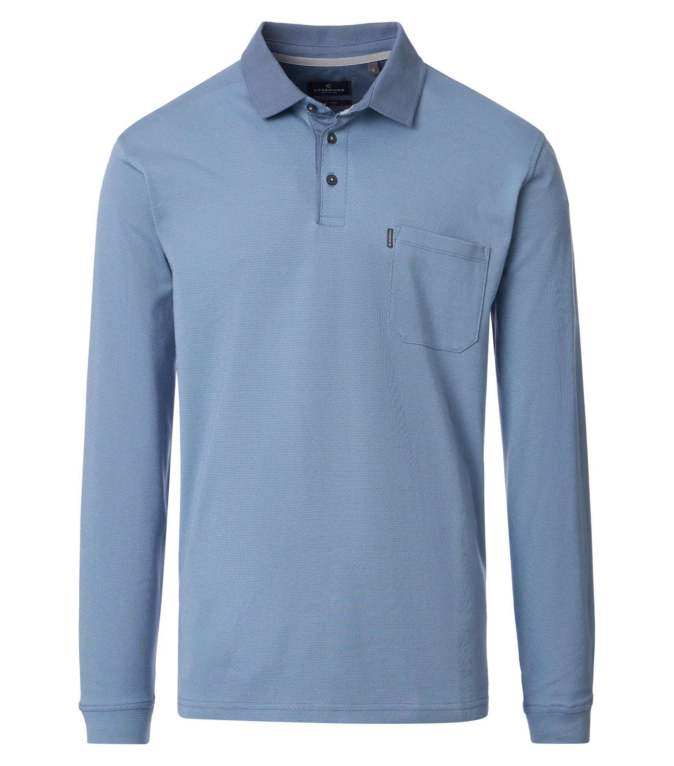 CASA MODA comfort fit heren polo lange mouw, blauw dessin