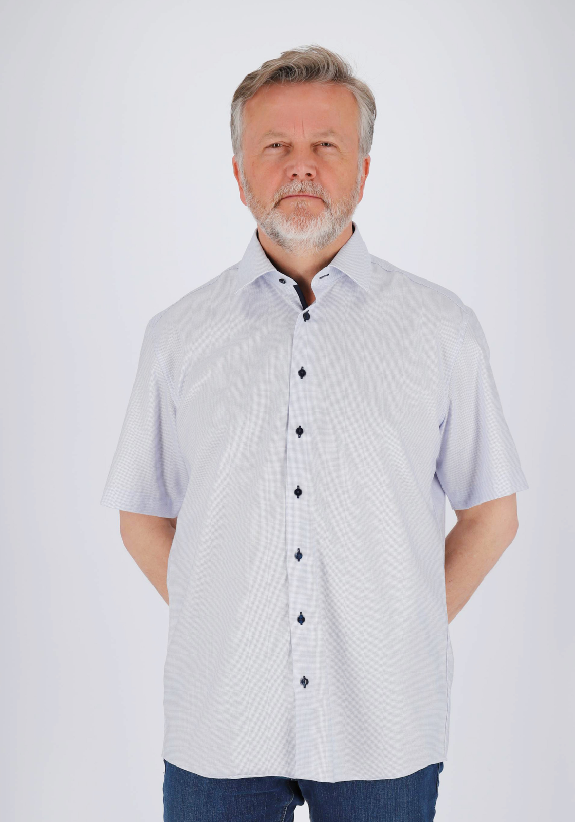 ETERNA modern fit overhemd, korte mouw, structuur heren overhemd, lichtblauw met wit (donkerblauw contrast) ETERNA modern fit overhemd, korte mouw, structuur heren overhemd, lichtblauw met wit (donkerblauw contrast)