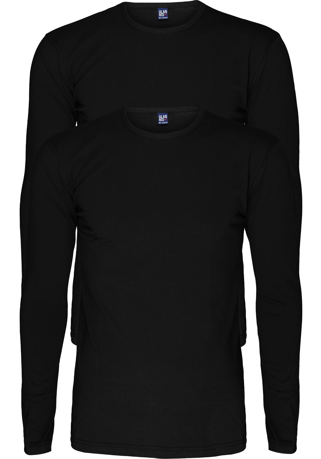 2-alan_red-olbia-zwart-2p_HR_kopie ALAN RED T-shirts Olbia (2-pack), O-hals lange mouw stretch, zwart