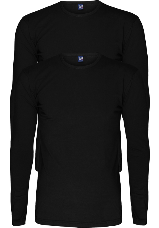 ALAN RED T-shirts Olbia (2-pack), O-hals lange mouw stretch, zwart ALAN RED T-shirts Olbia (2-pack), O-hals lange mouw stretch, zwart