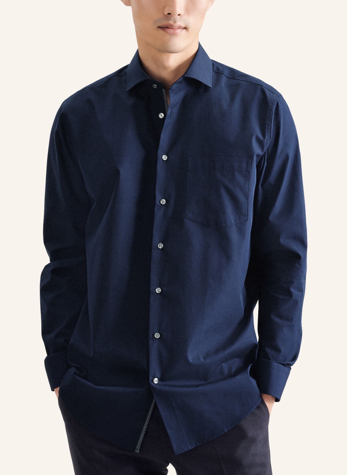 Seidensticker regular fit overhemd, popeline, blauw