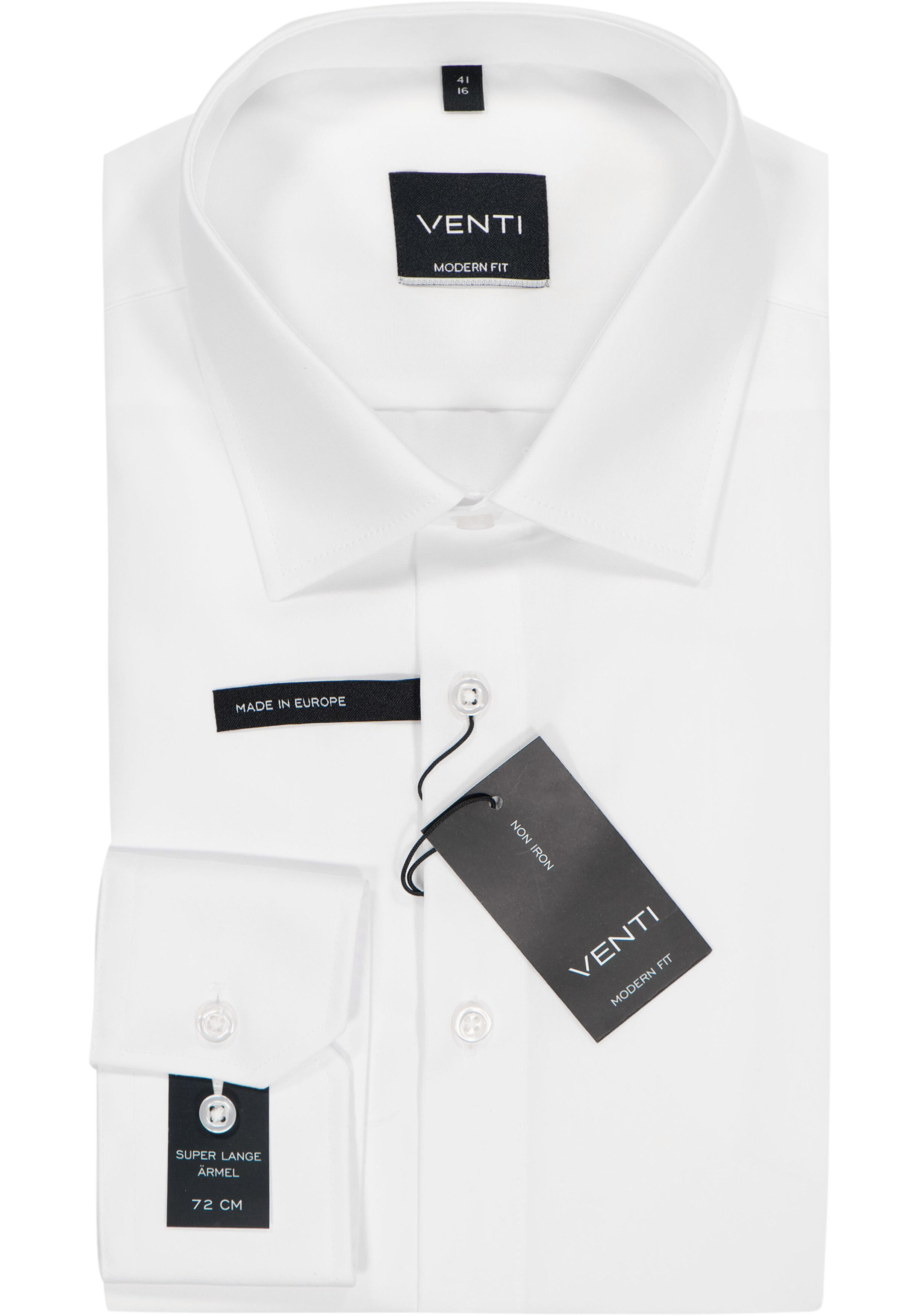 VENTI modern fit overhemd, mouwlengte 72, wit