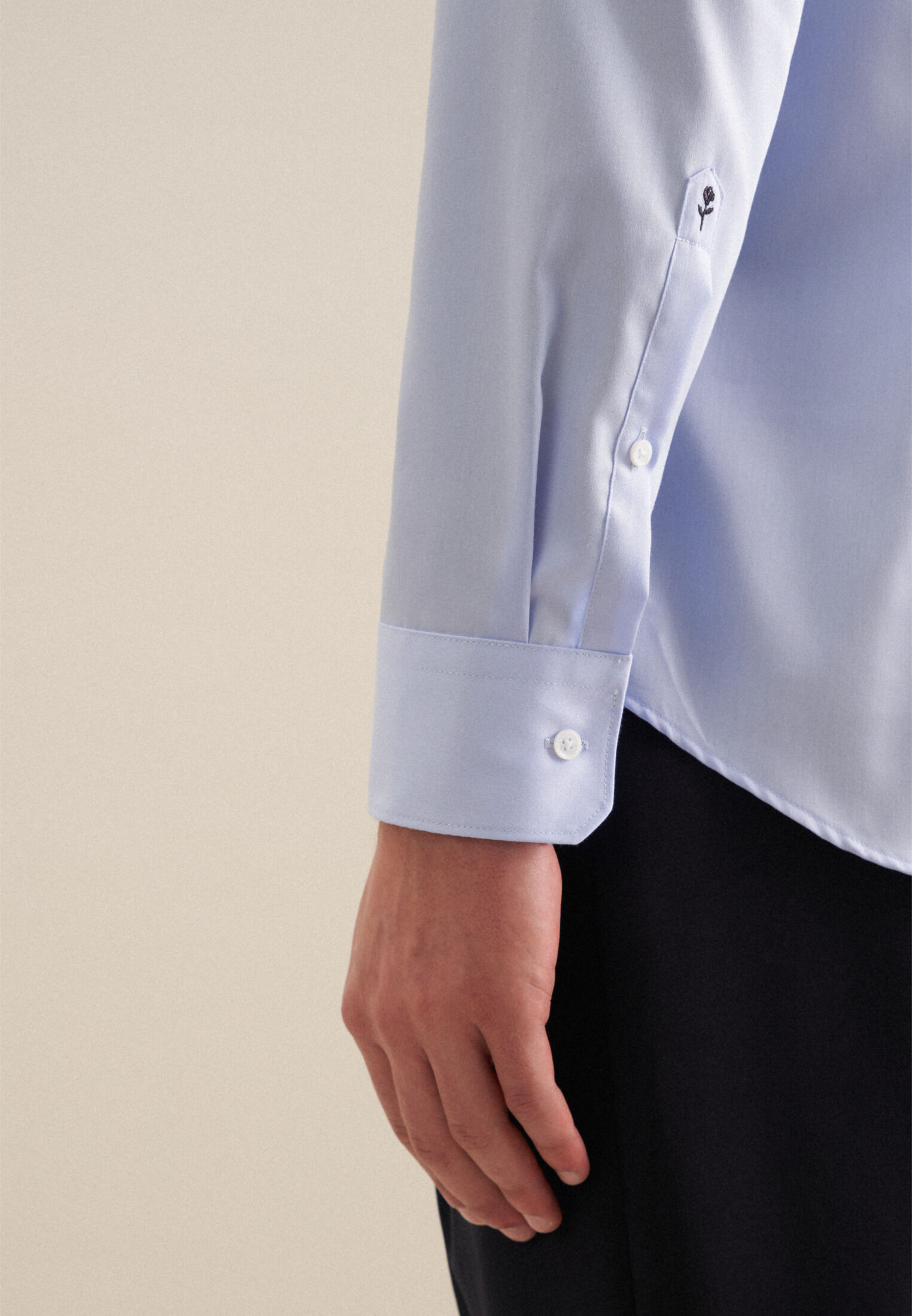 Seidensticker slim fit overhemd, mouwlengte 7, popeline, blauw