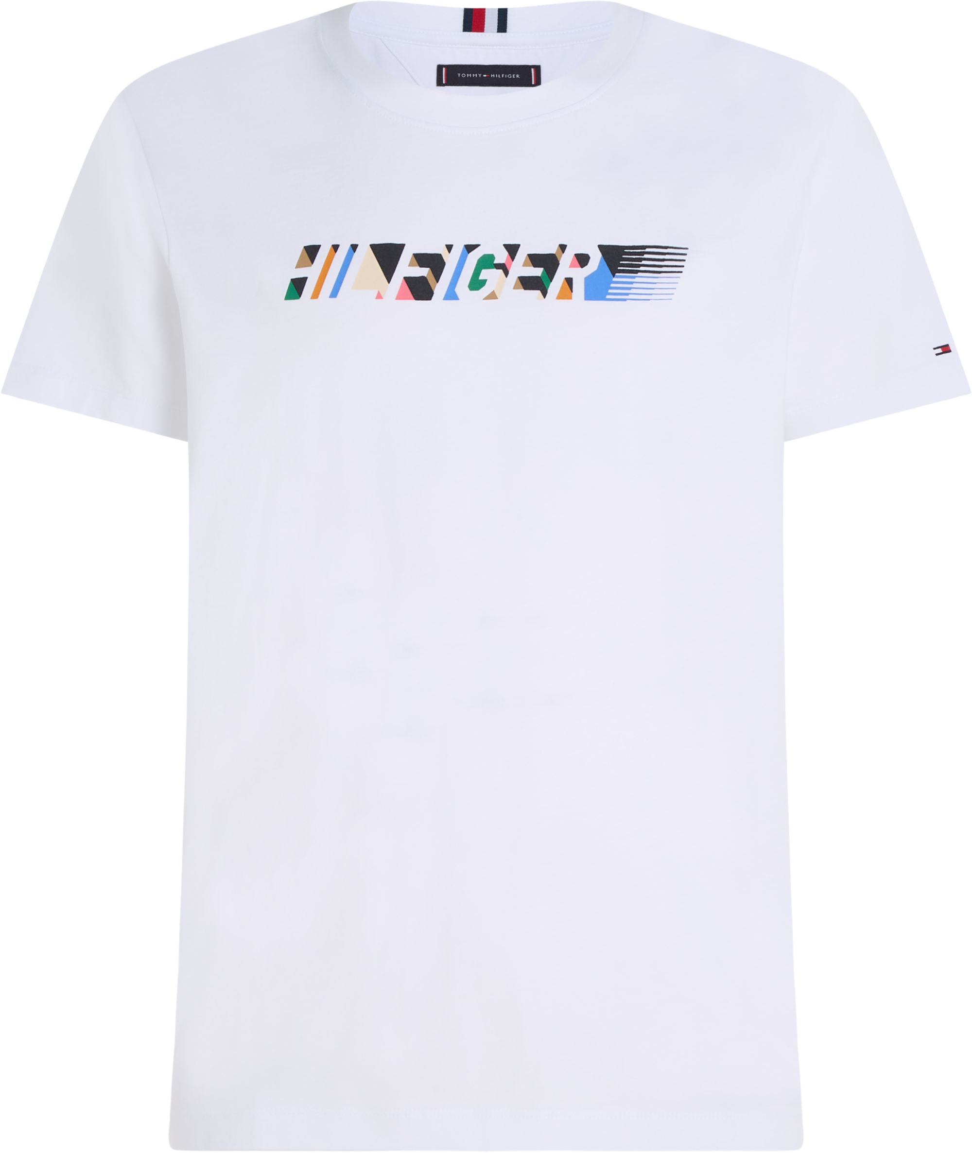 Tommy Hilfiger Multicolour Hilfiger Tee, heren T-shirt korte mouw O-hals, wit