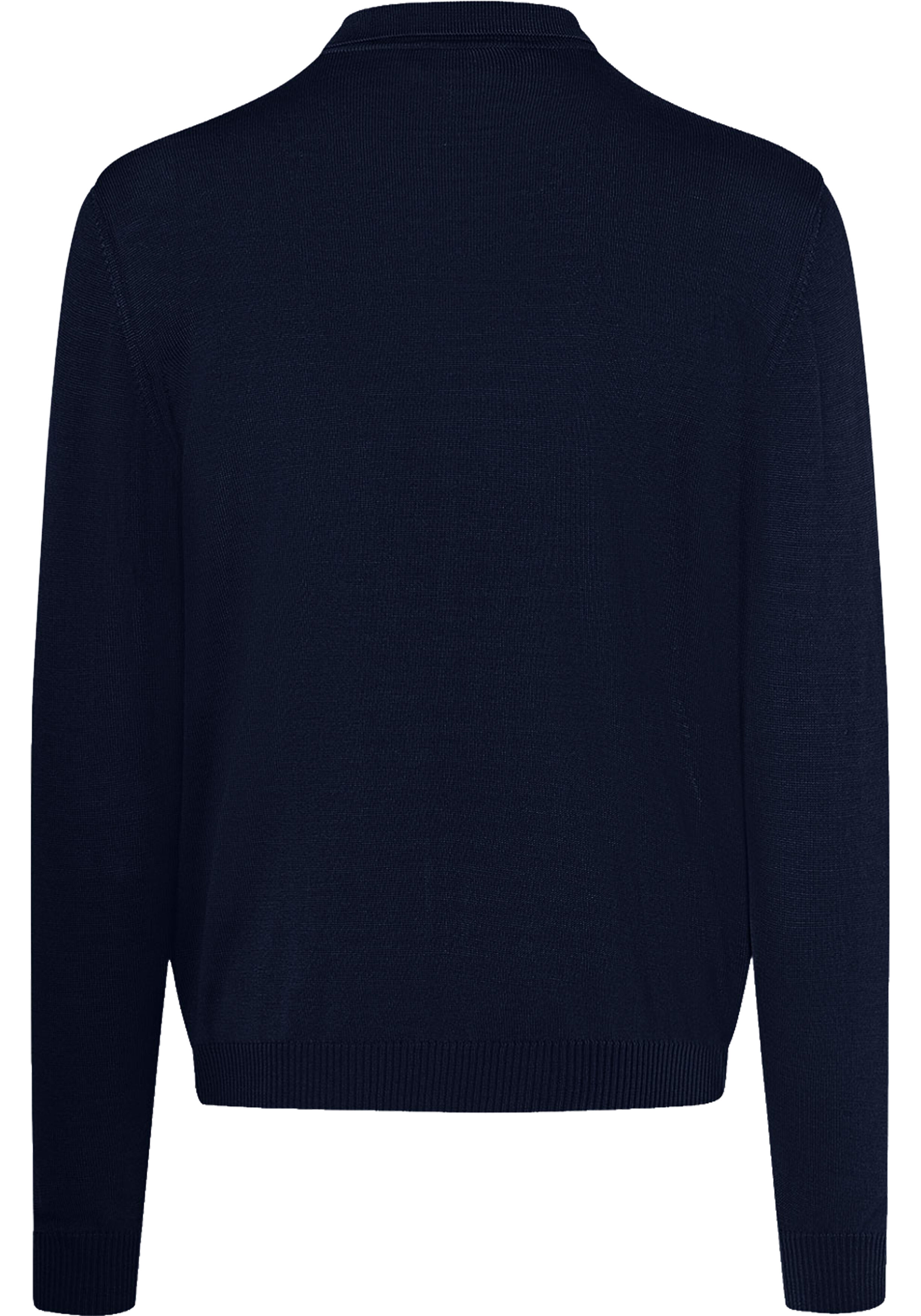 MAERZ Classic Fit heren trui met polokraag wol, navy blauw