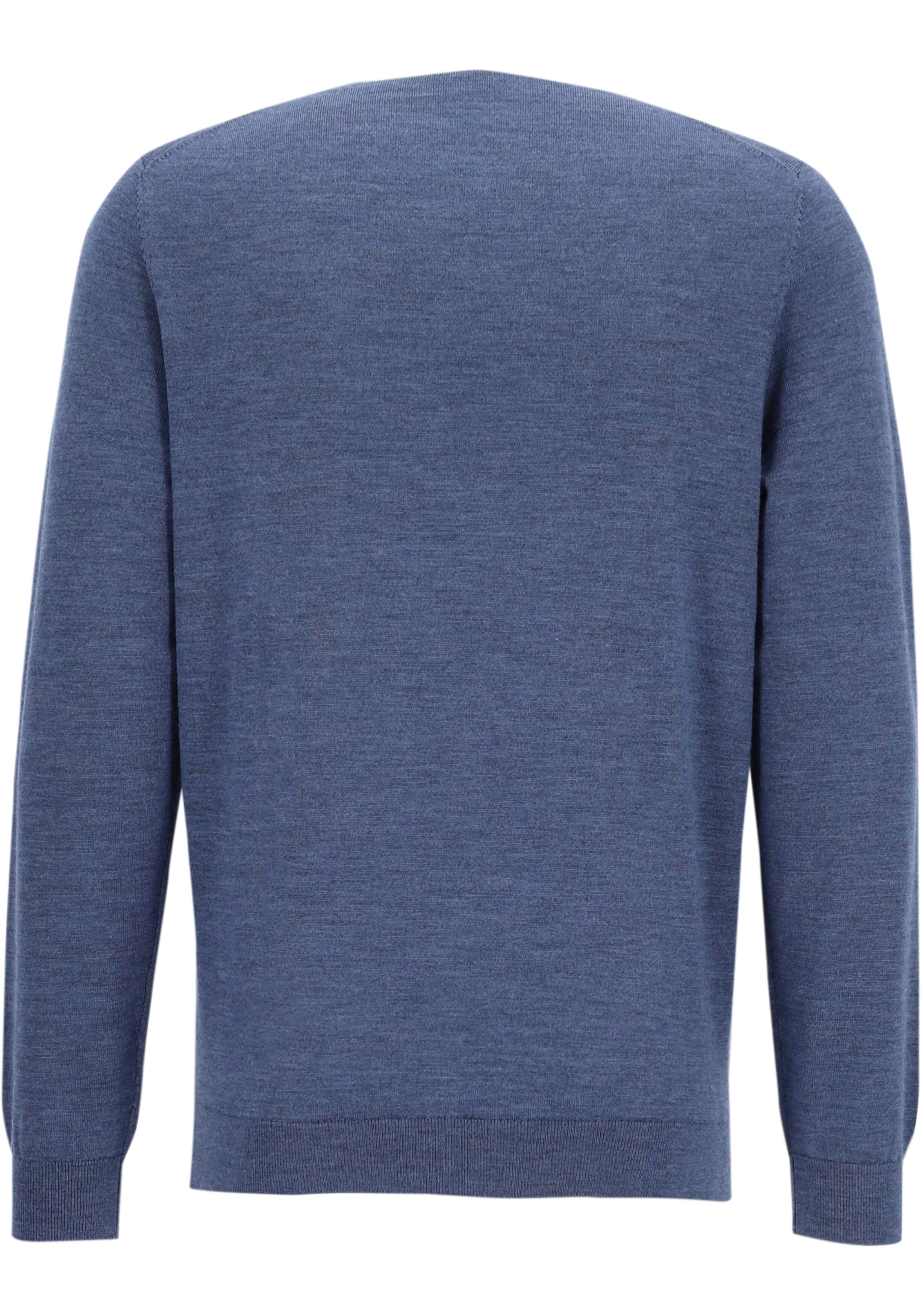 MARVELIS modern fit trui wol, V-hals, rookblauw