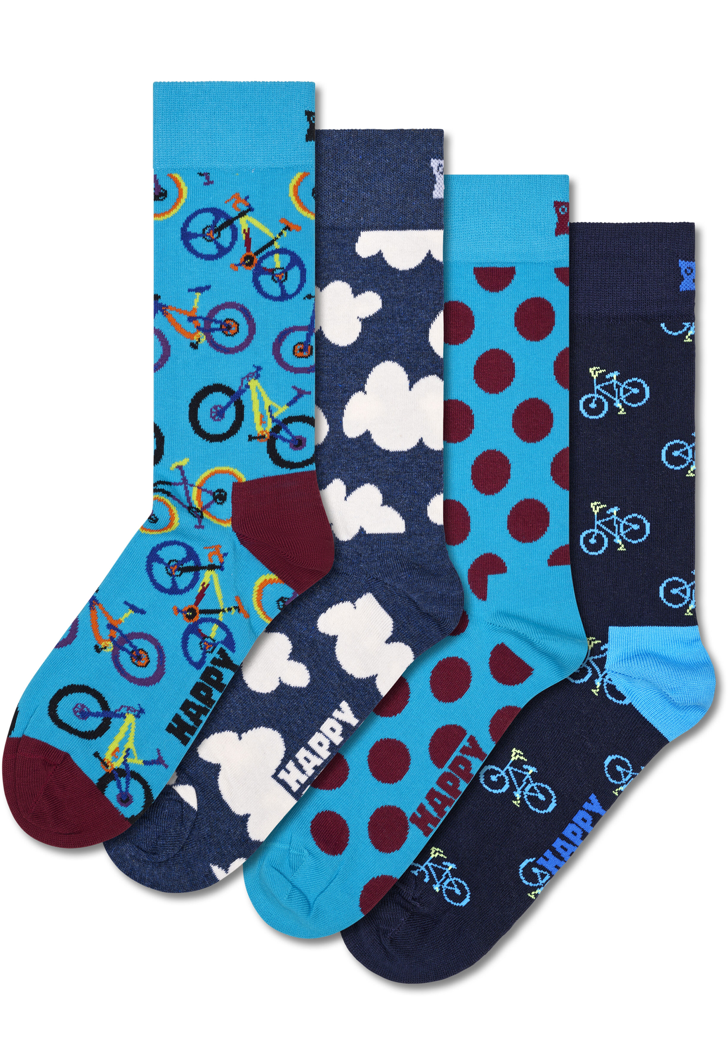 Happy Socks Bike Socks Gift Set (4-pack), unisex sokken in cadeauverpakking, blauw