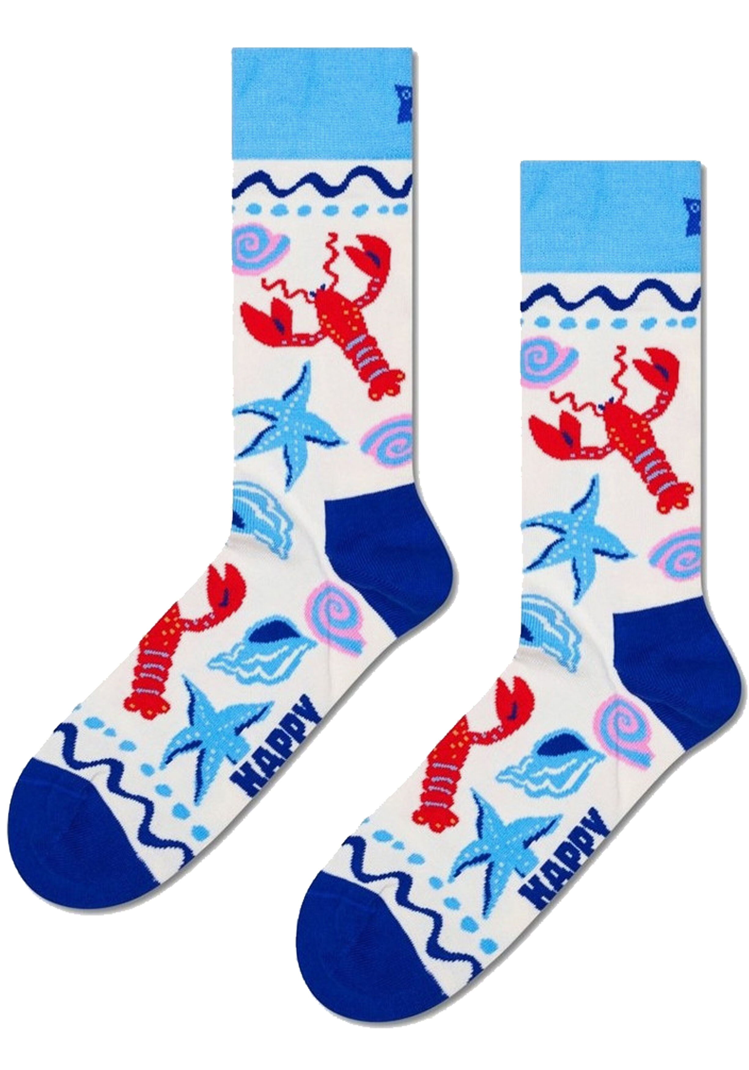 Happy Socks Seafood Sock, unisex sokken, wit