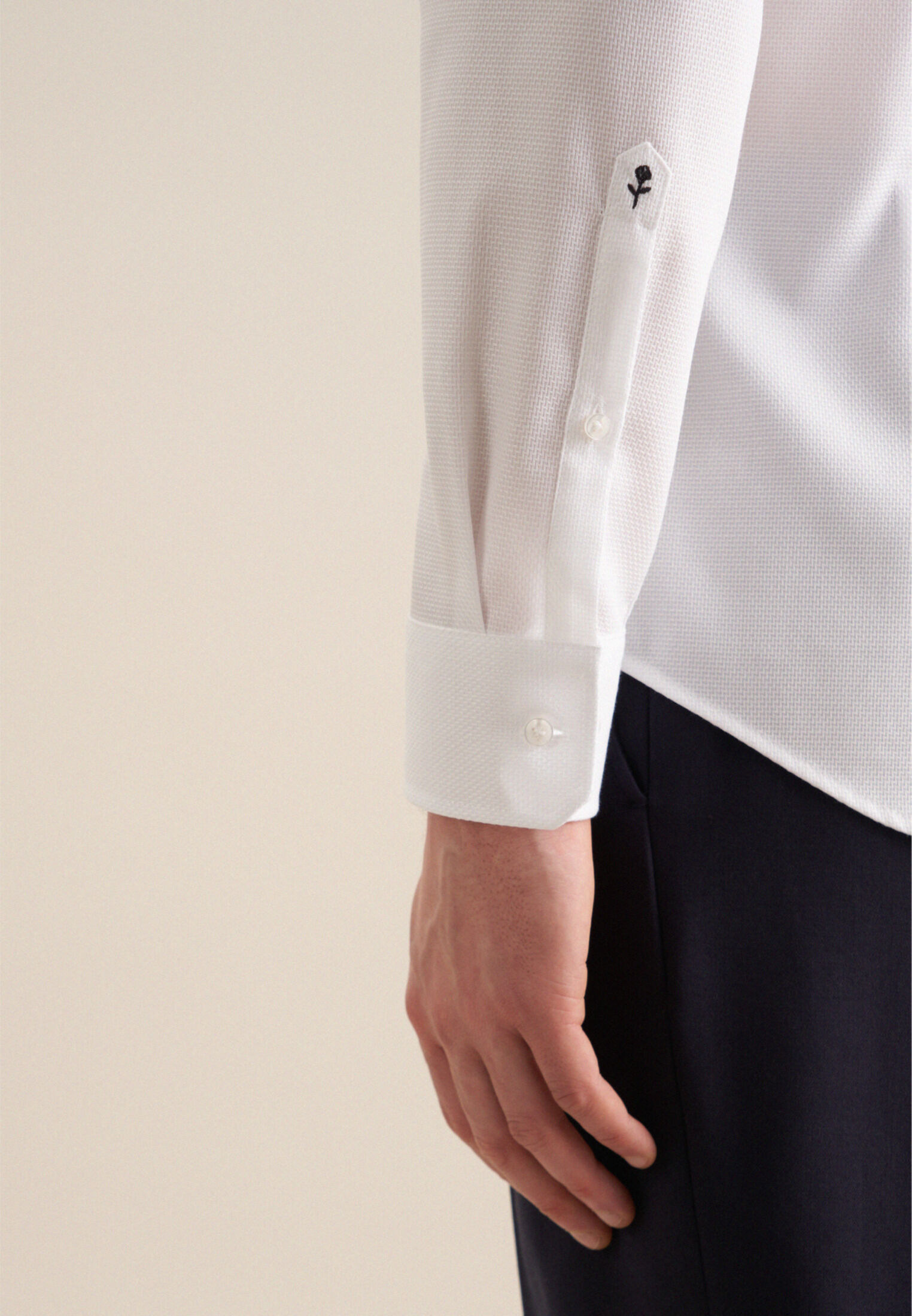 Seidensticker slim fit overhemd, structuur, wit