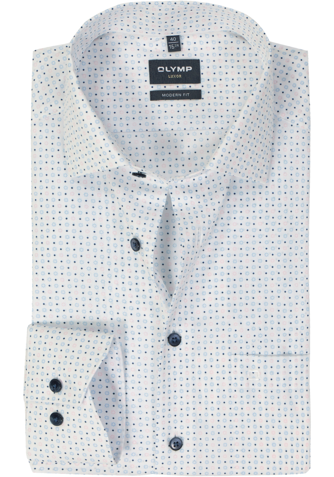OLYMP modern fit overhemd, mouwlengte 7, popeline, roze dessin OLYMP modern fit overhemd, mouwlengte 7, popeline, roze dessin