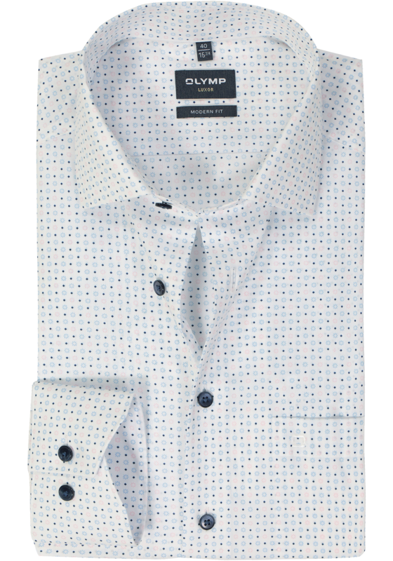 OLYMP modern fit overhemd, mouwlengte 7, popeline, roze dessin OLYMP modern fit overhemd, mouwlengte 7, popeline, roze dessin