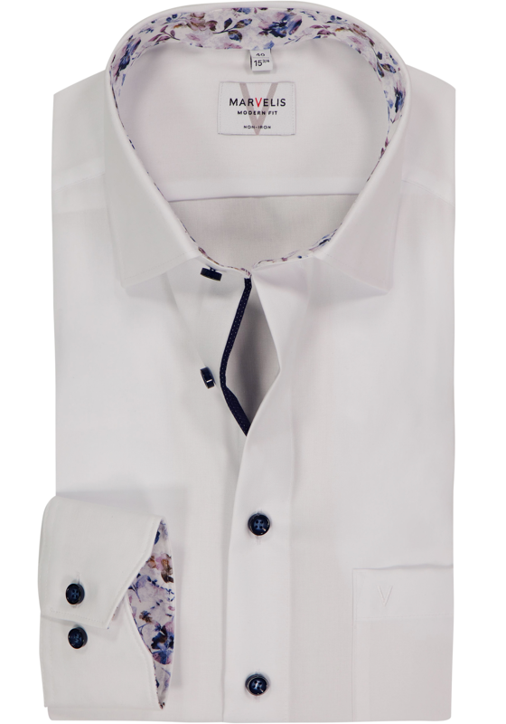 MARVELIS modern fit overhemd, mouwlengte 7, popeline, wit MARVELIS modern fit overhemd, mouwlengte 7, popeline, wit