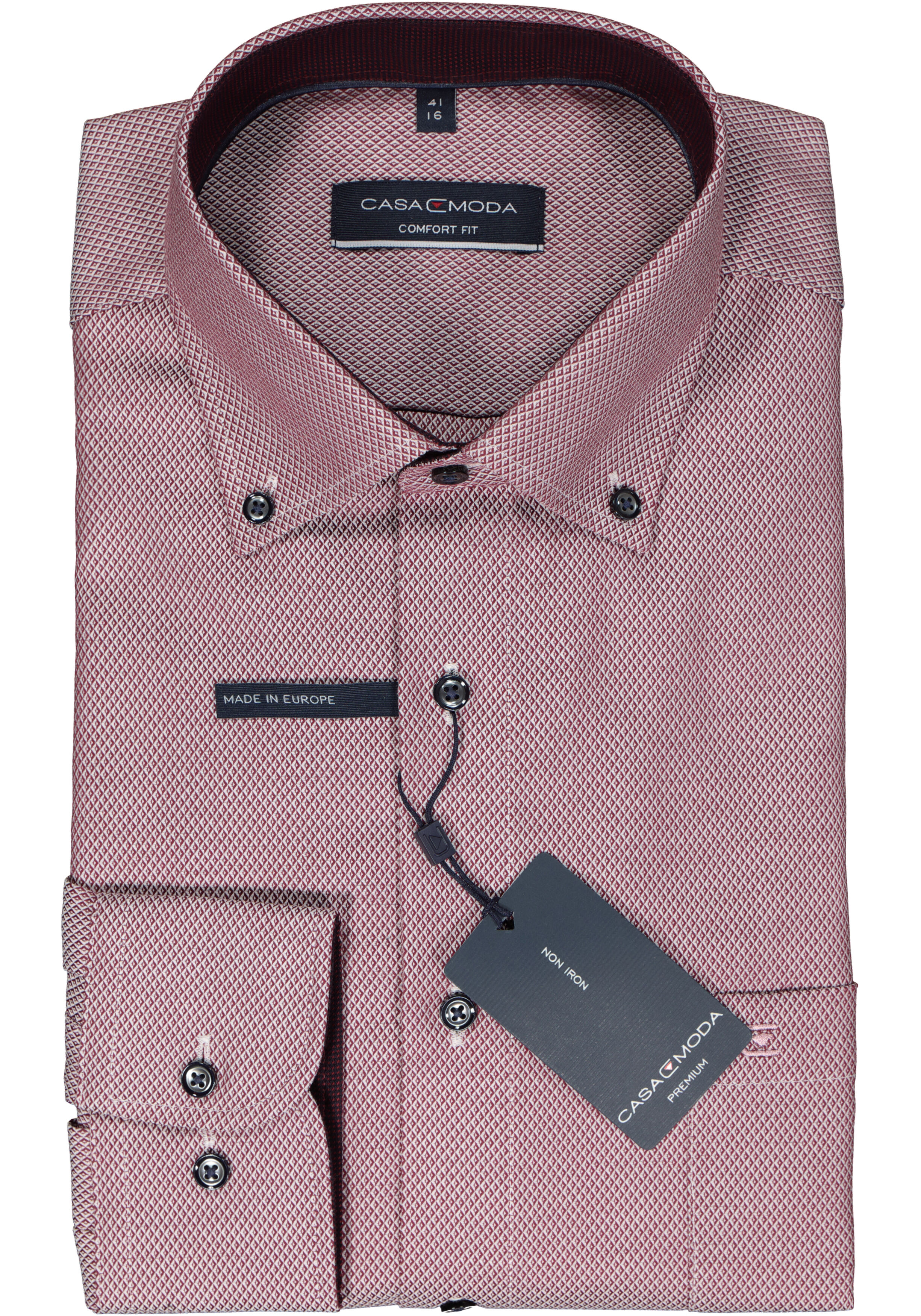 CASA MODA comfort fit overhemd, dobby, rood