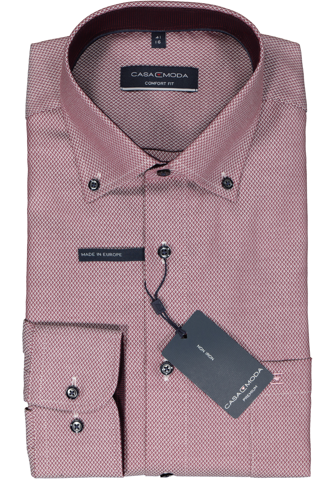 2-4064813740078_casa-moda-overhemd_HR CASA MODA comfort fit overhemd, dobby, rood