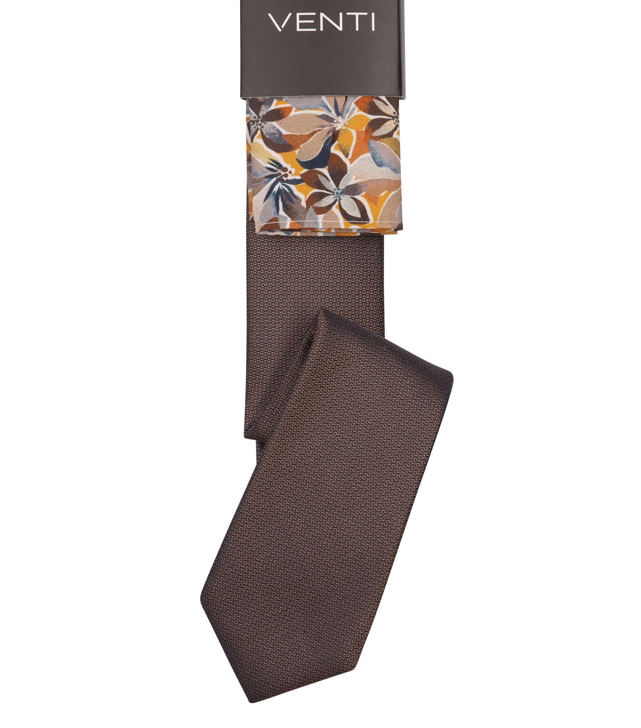 VENTI set met stropdas en pochet, bruin dessin