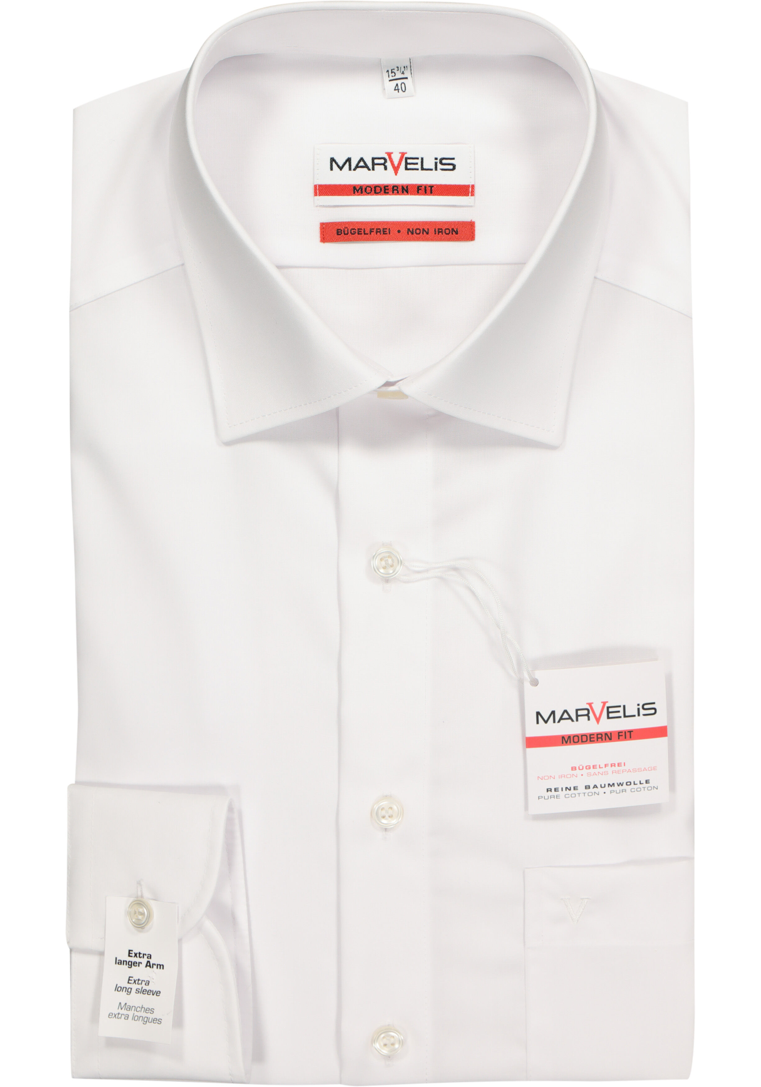 MARVELIS modern fit overhemd, mouwlengte 7, wit