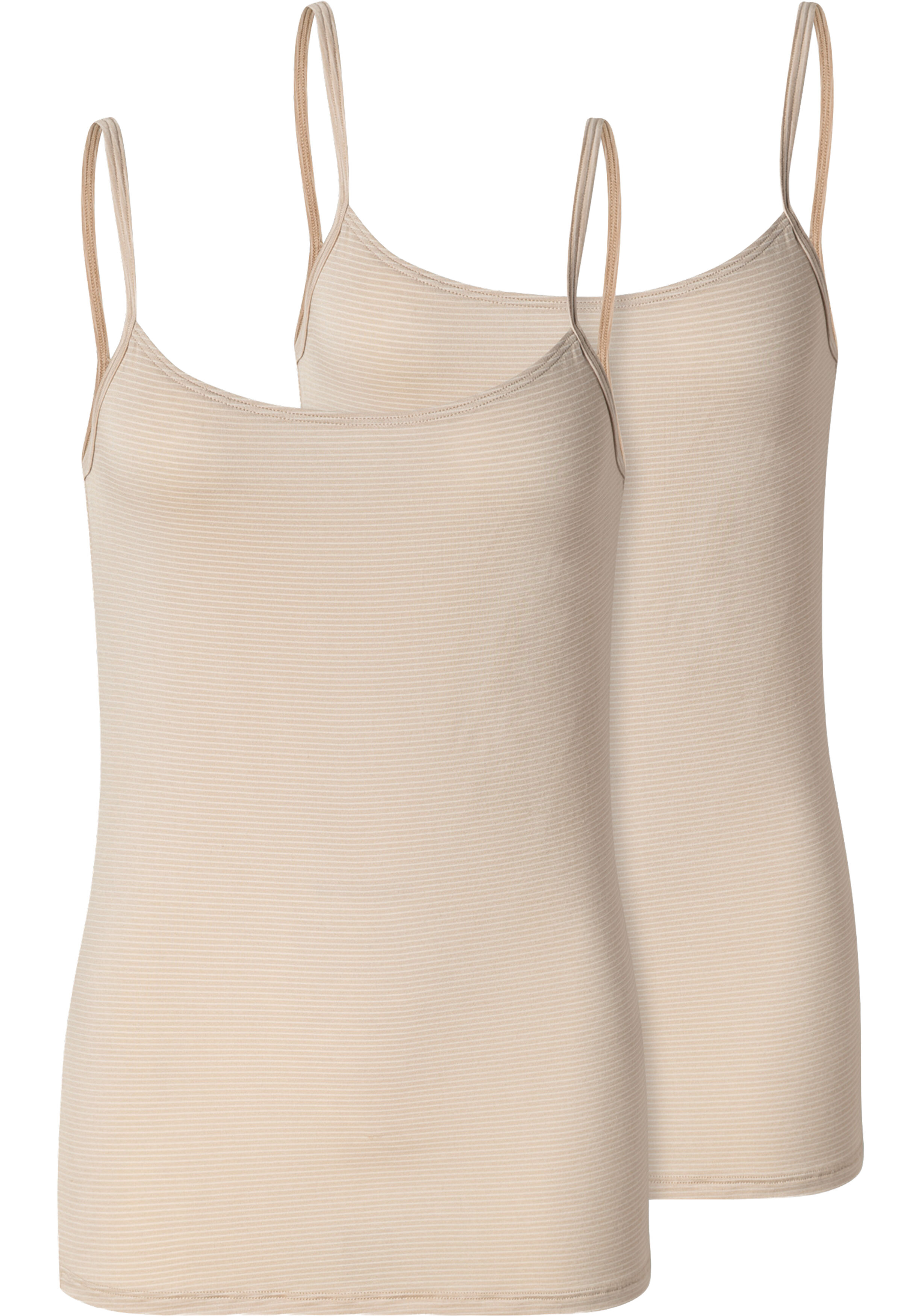 SCHIESSER Modal Essentials singlet (2-pack), dames spaghettitops zandkleurig