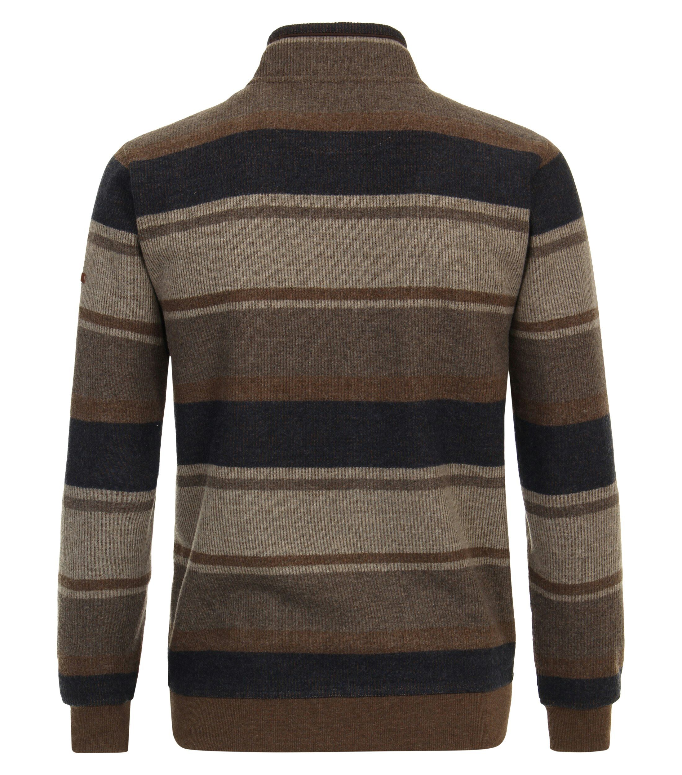 Redmond sweat heren schipperstrui sweatstof, opstaande kraag, bruin dessin (middeldik) - 242920700-300