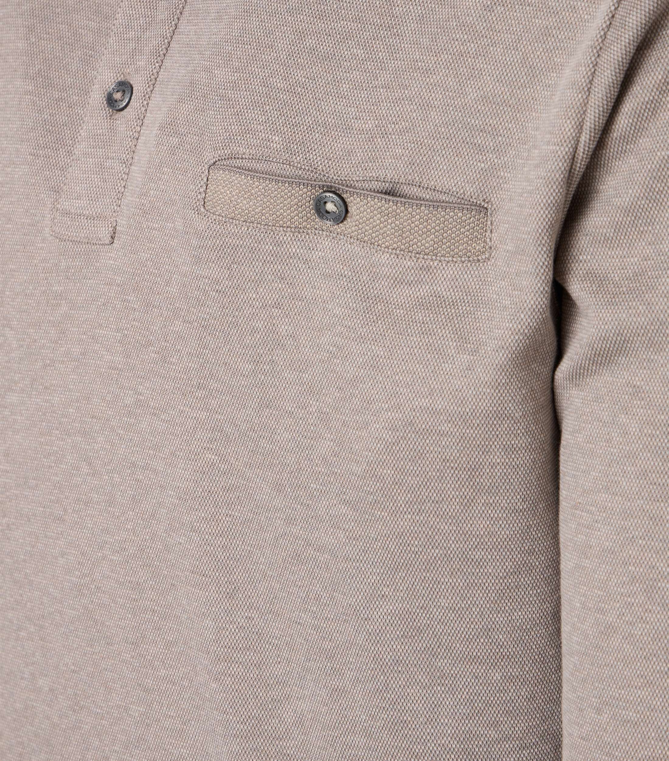CASA MODA comfort fit heren polo lange mouw, beige dessin