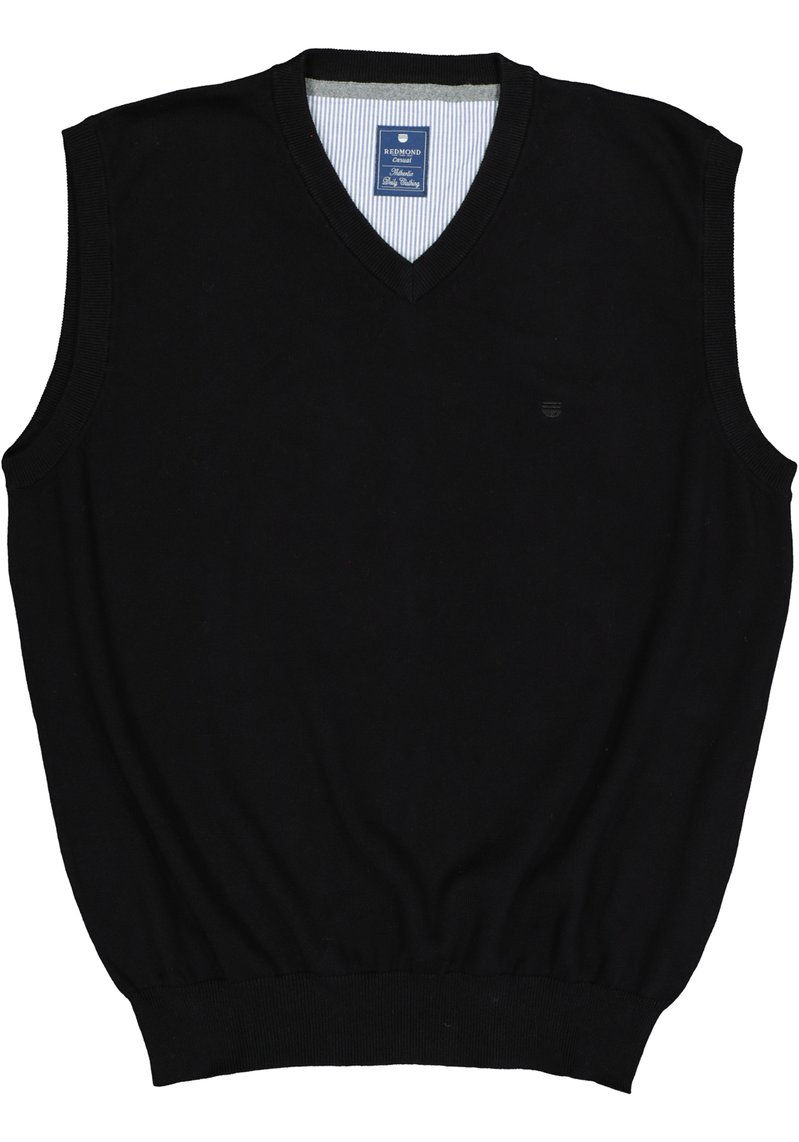 5-4049807049610_redmond_trui_HR Redmond heren spencer katoen, V-hals, zwart melange