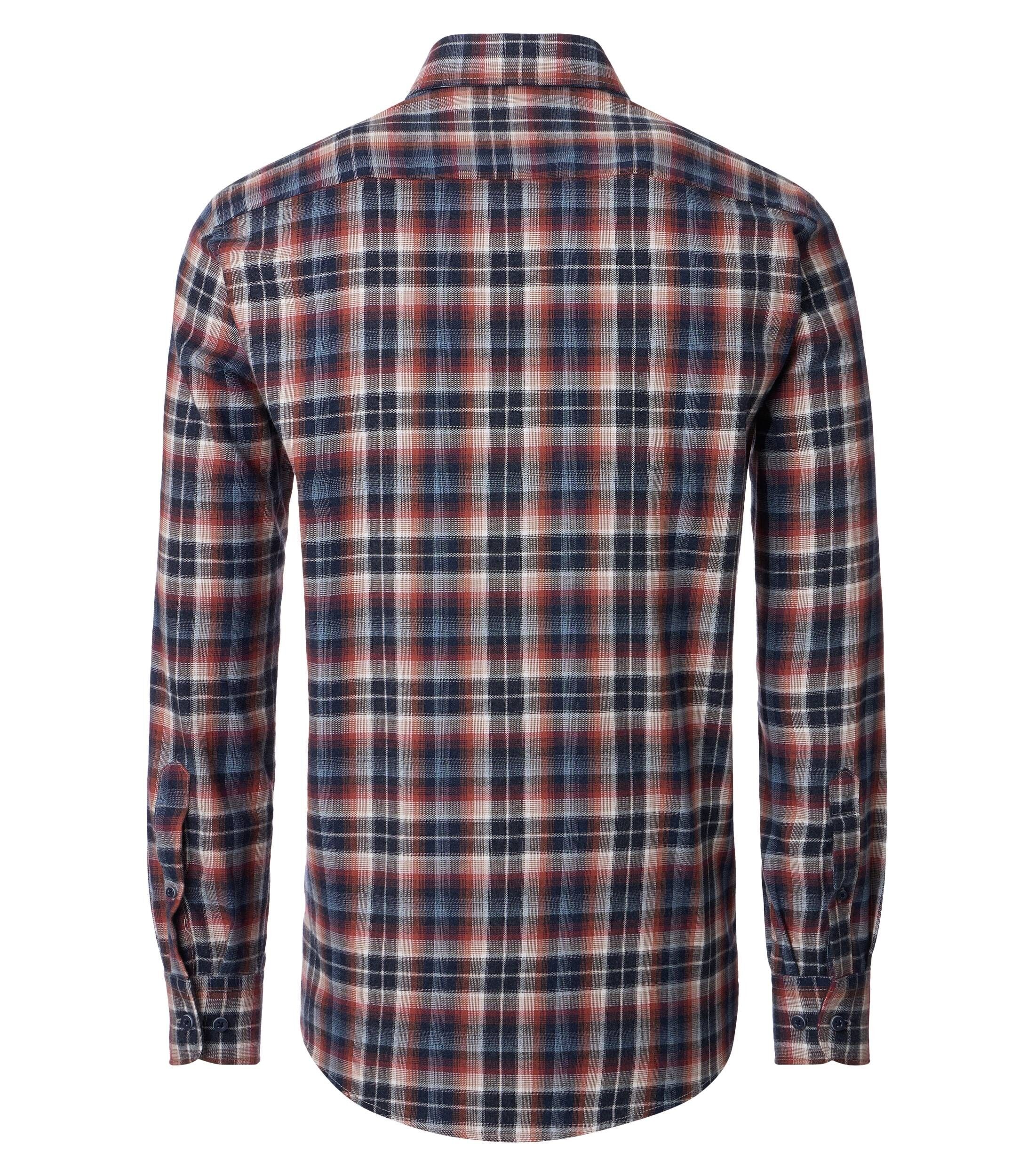 CASA MODA Sport casual fit overhemd, flanel, groen, donkerblauw, beige en wit geruit