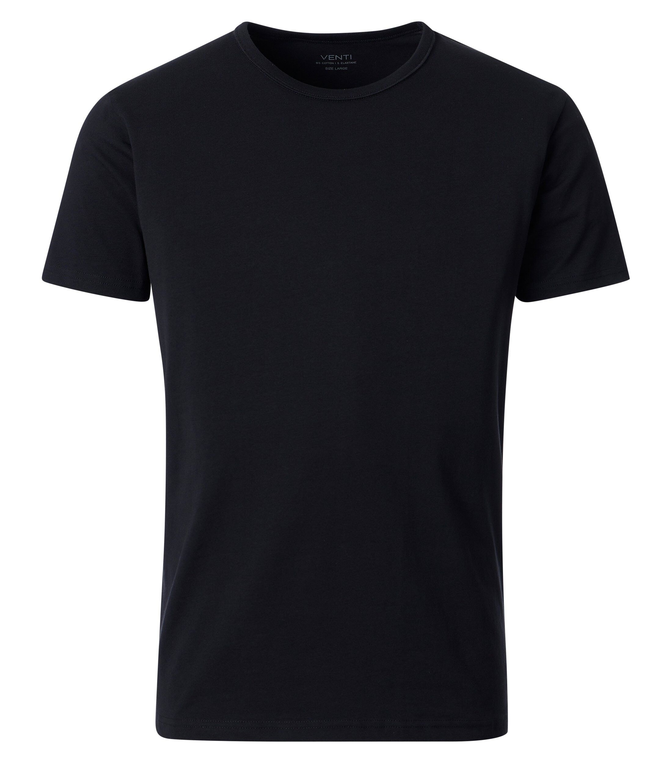 VENTI modern heren T-shirt (2-pack), zwart