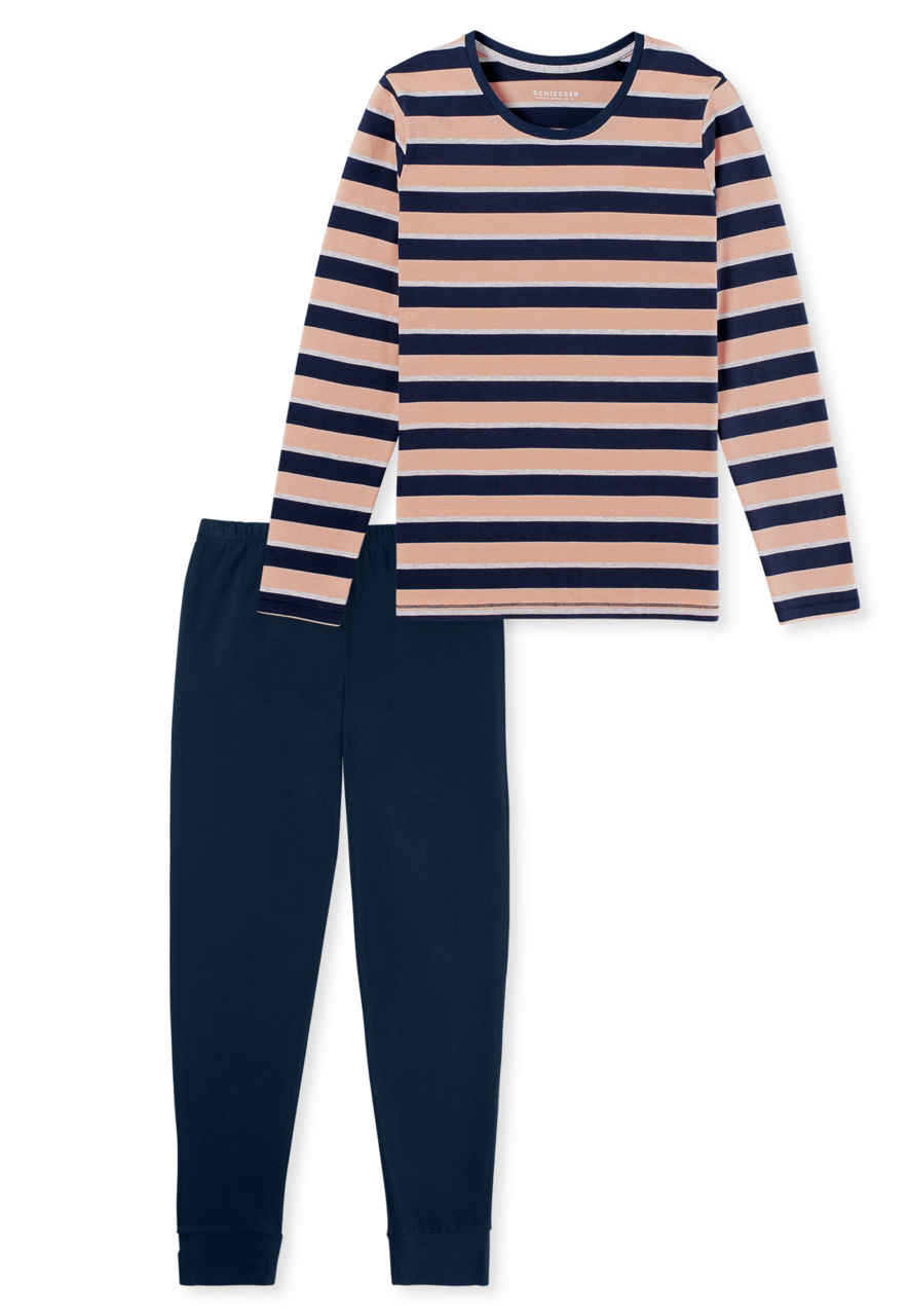 SCHIESSER Casual Essentials pyjamaset, dames pyjama lang multicolour