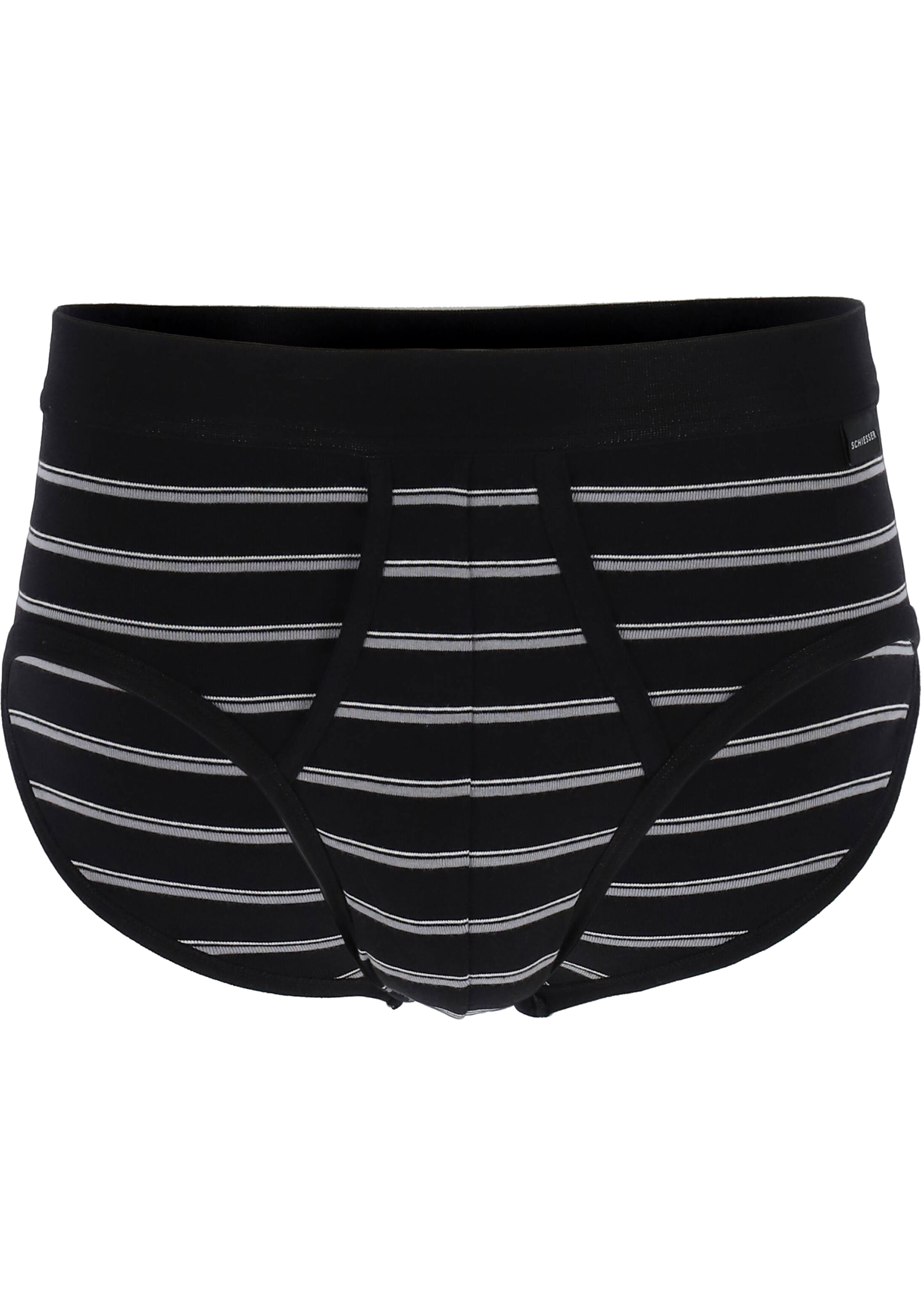 SCHIESSER Original Classics sportslips (2-pack), Feinripp met gulp, zwart gestreept           