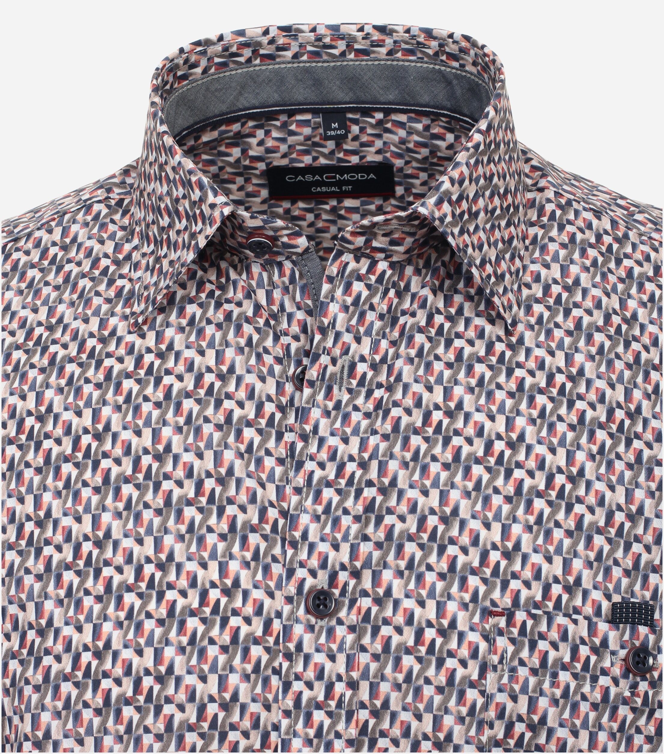 CASA MODA Sport casual fit overhemd, popeline, antraciet dessin