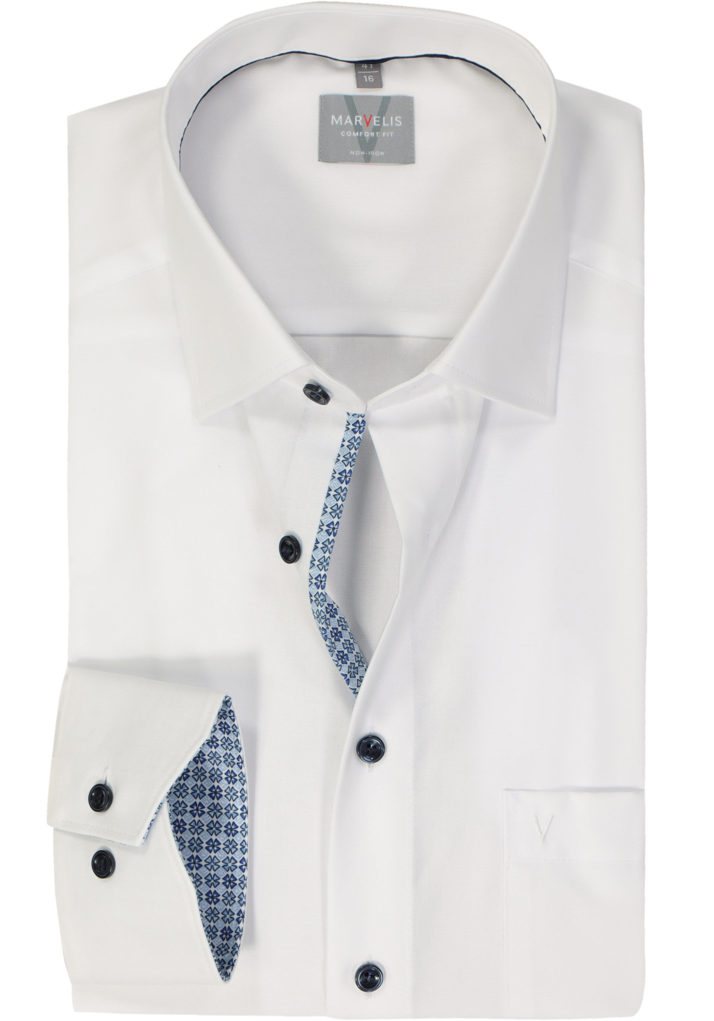 MARVELIS comfort fit overhemd, popeline, wit