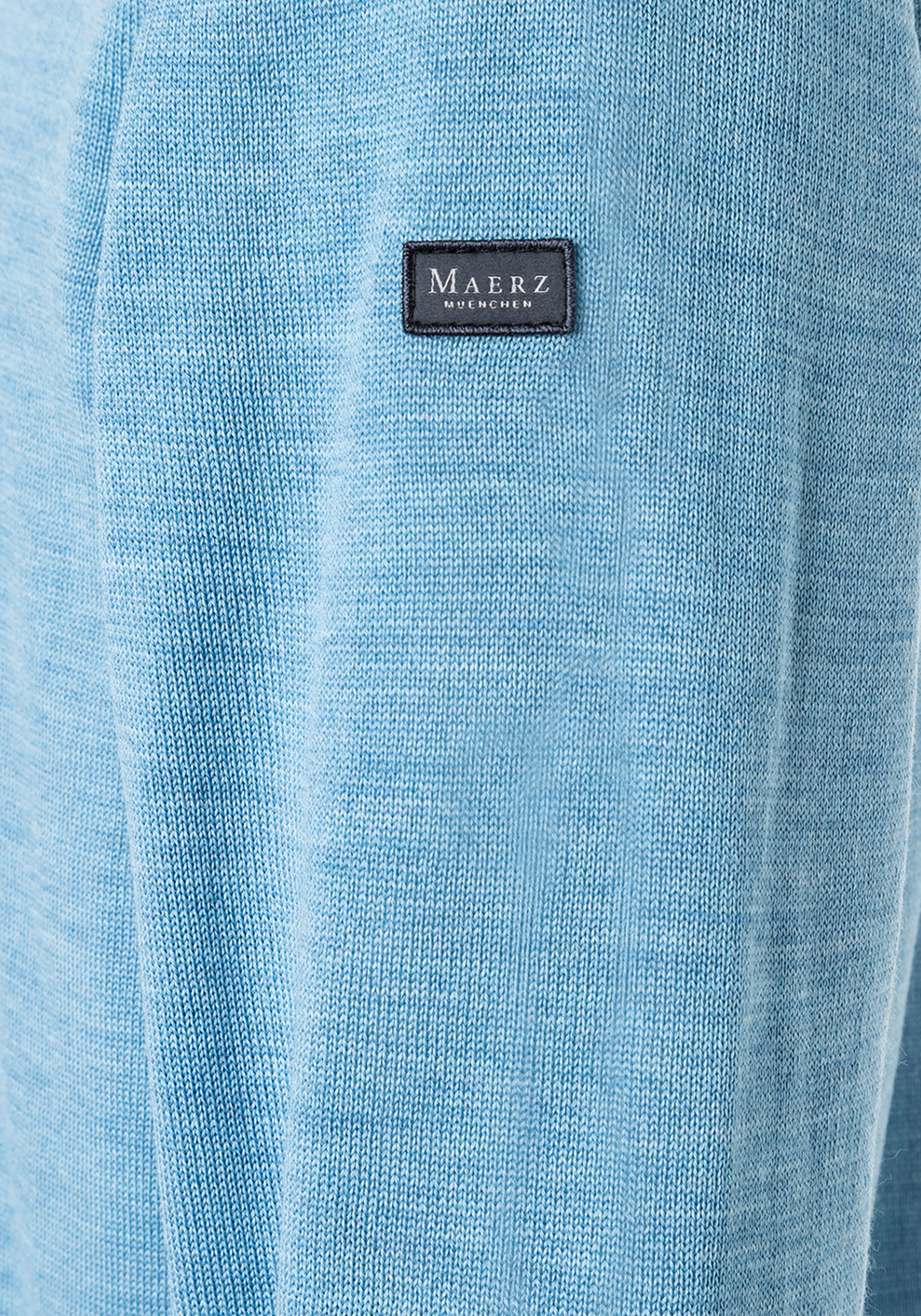 MAERZ Classic Fit heren trui met O-hals wol, lichtblauw