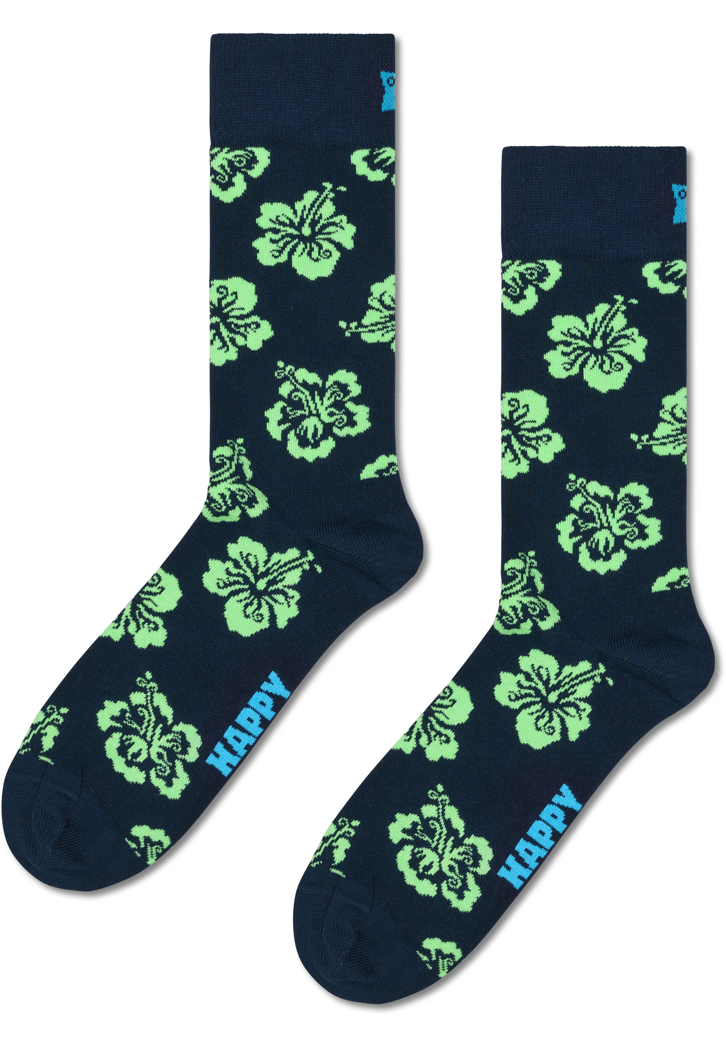 Happy Socks Hibiscus Sock, unisex sokken, navy