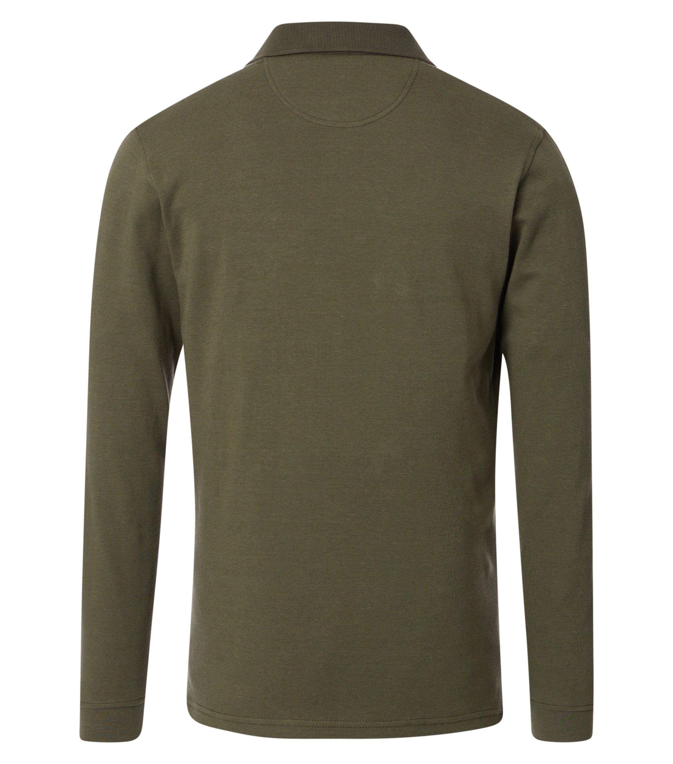 CASA MODA comfort fit heren polo lange mouw, olijfgroen dessin