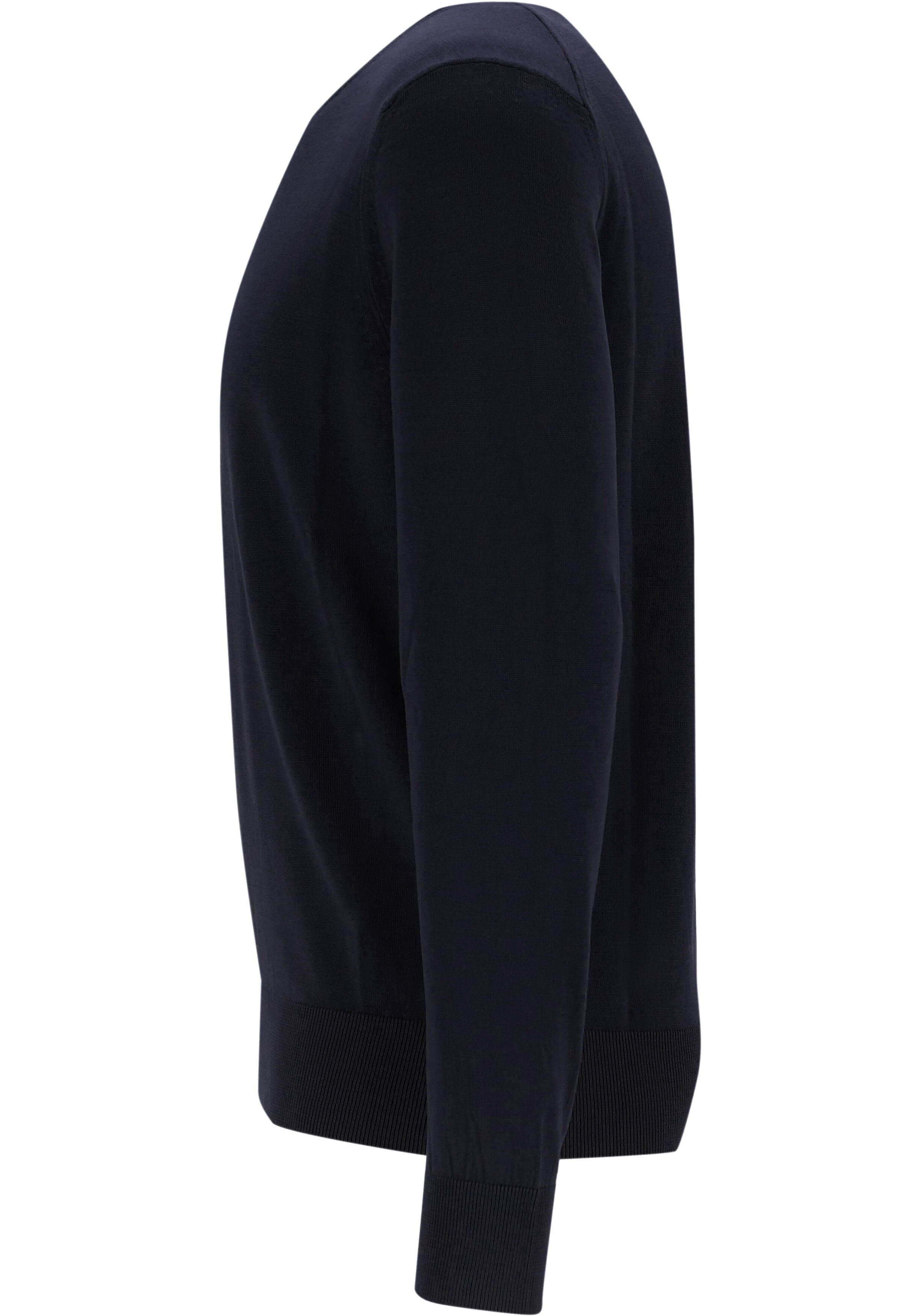 BOSS Leno slim fit trui wol, heren pullover middeldik O-hals, donkerblauw