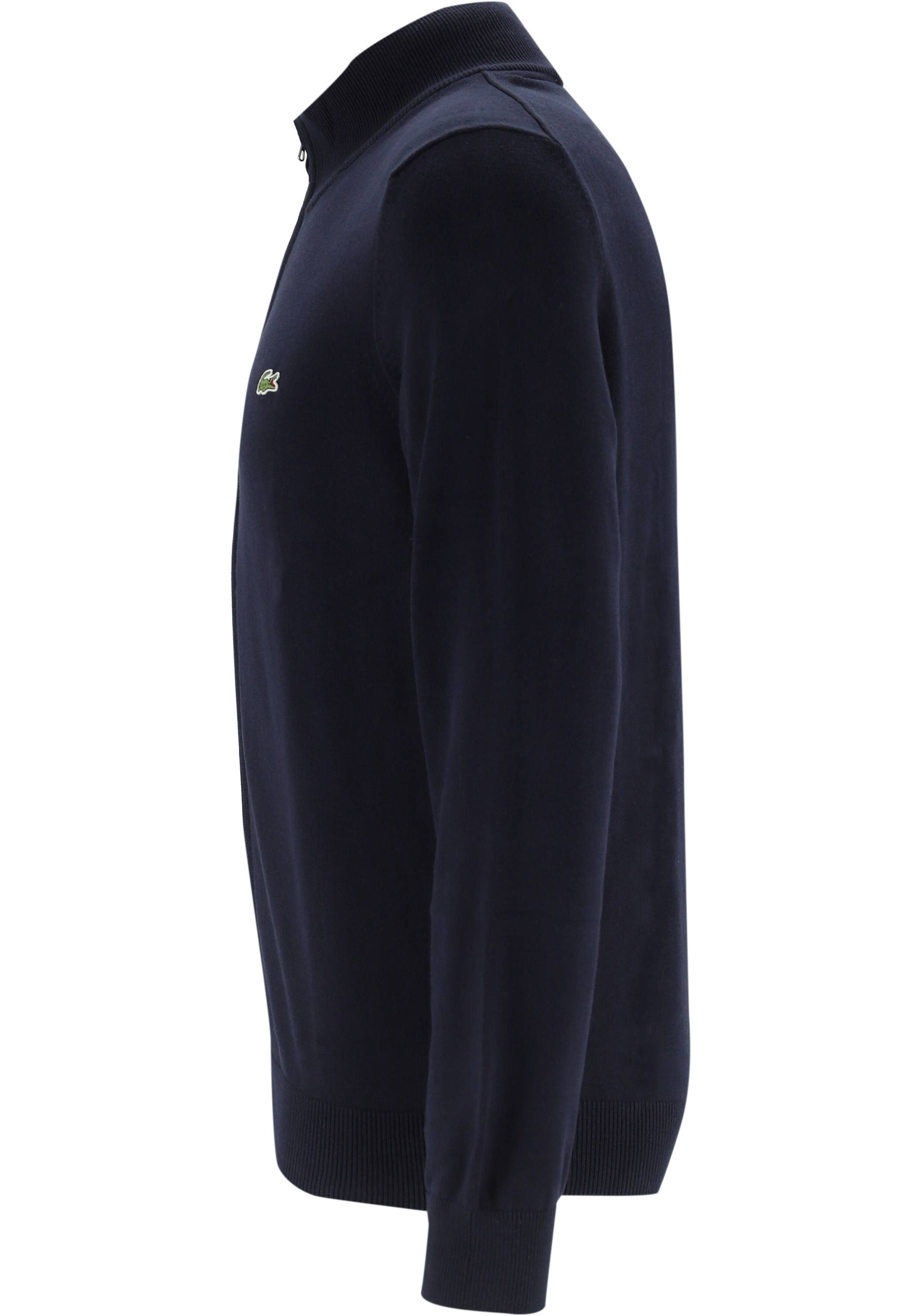Lacoste heren vest katoen, met rits, navy blauw
