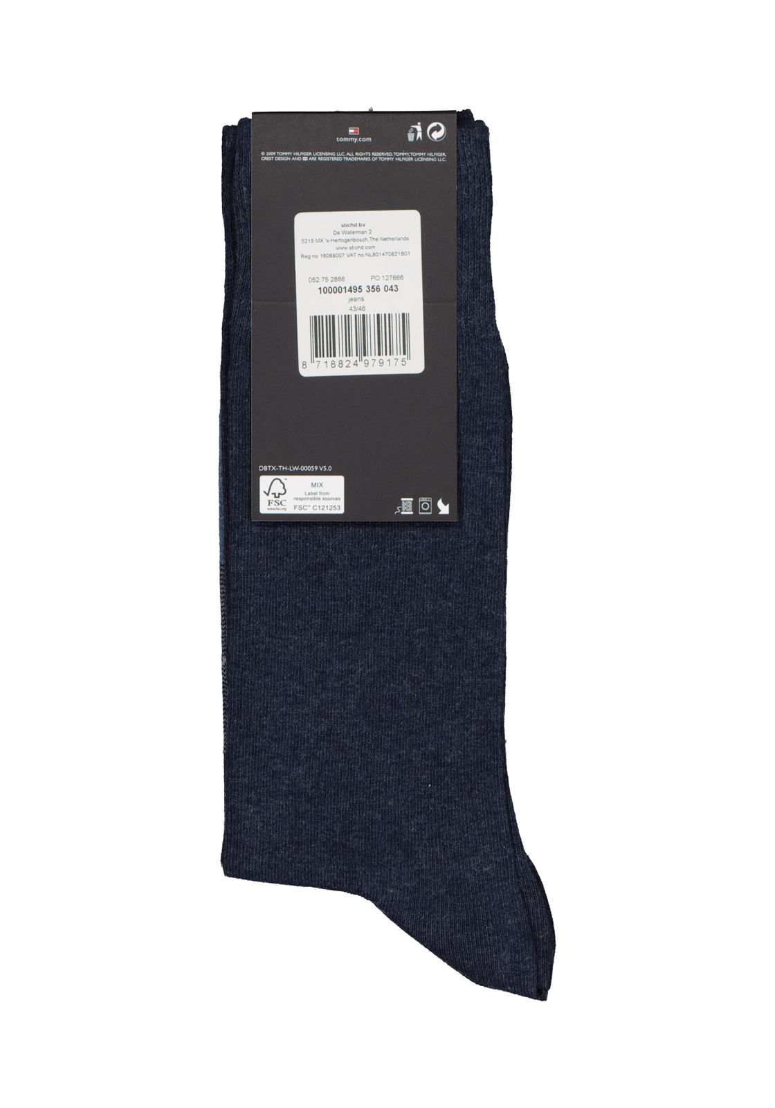 4-8718824979175_sok_HR Tommy Hilfiger Check Socks (2-pack), herensokken katoen, geruit en uni, jeans blauw
