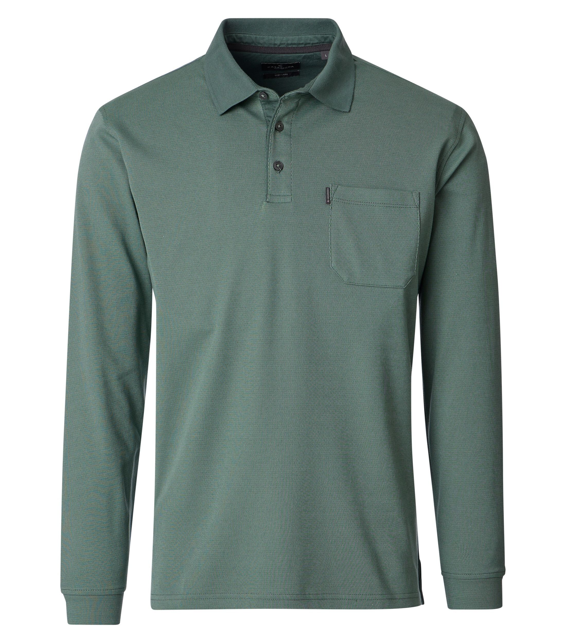 CASA MODA comfort fit heren polo lange mouw, groen dessin