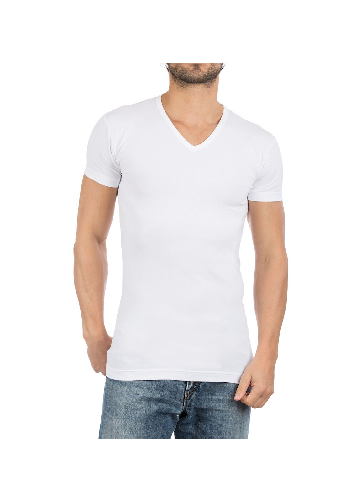 65812_Alan_Red_stretch_T-shirts_extra_lang_Oklahoma_1 ALAN RED T-shirts Oklahoma extra lang (2-pack), V-hals stretch, wit