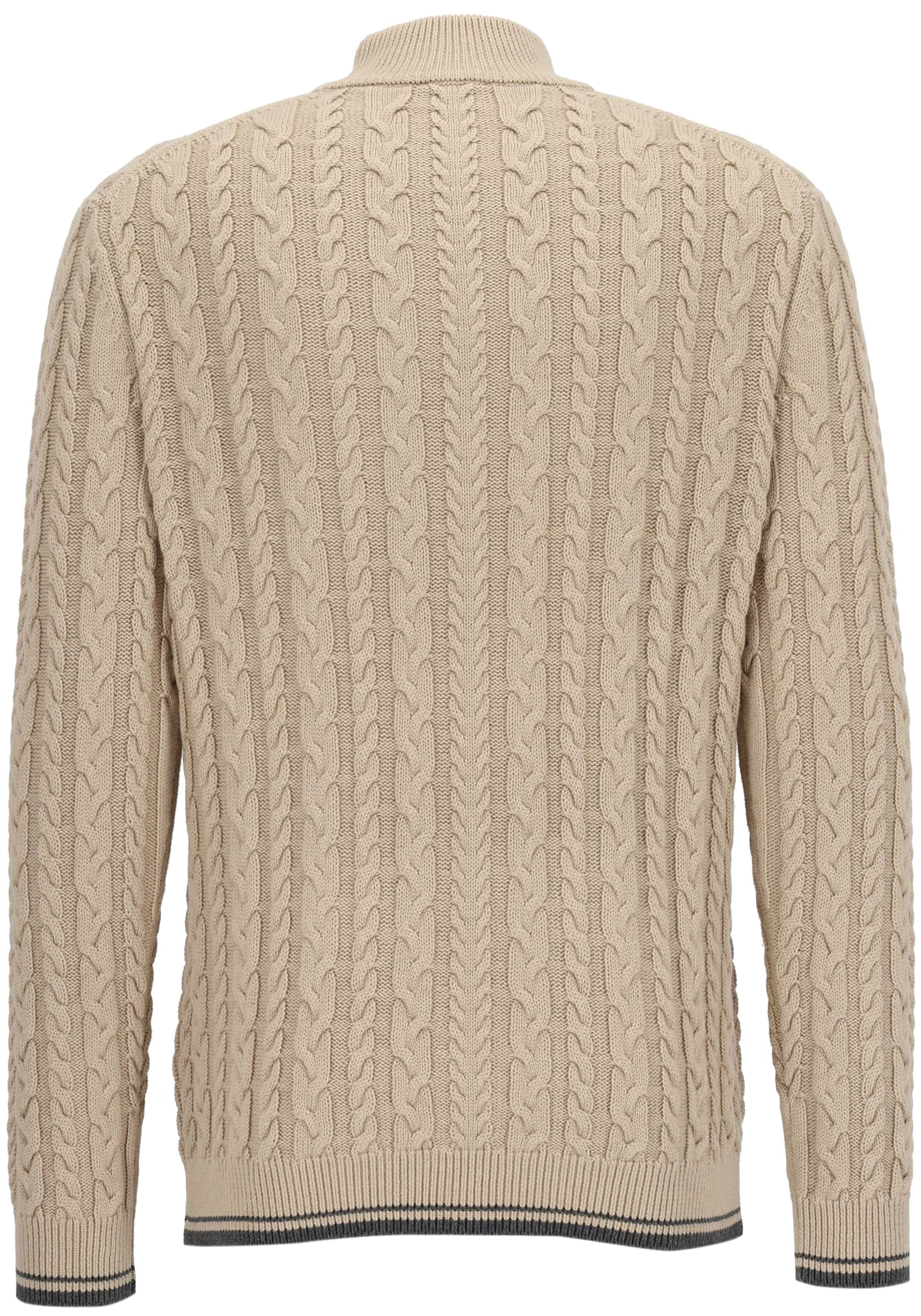 OLYMP modern fit trui wolmengsel, kabeltrui, turtleneck, beige