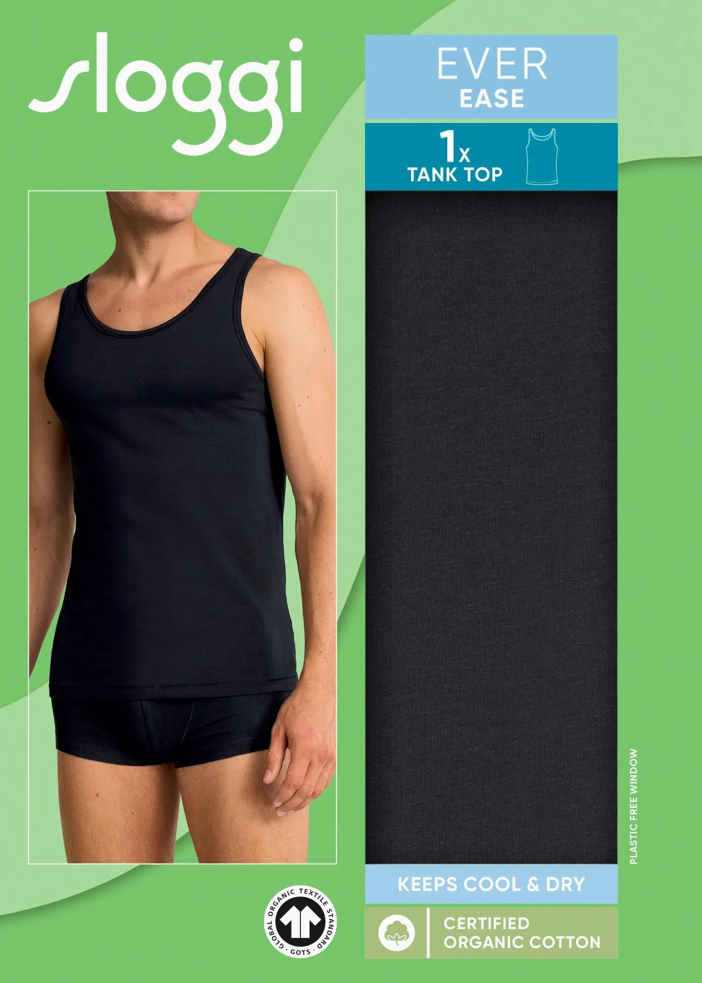 Sloggi Men EVER Ease Tank Top, heren mouwloos T-shirt (1-pack), zwart
